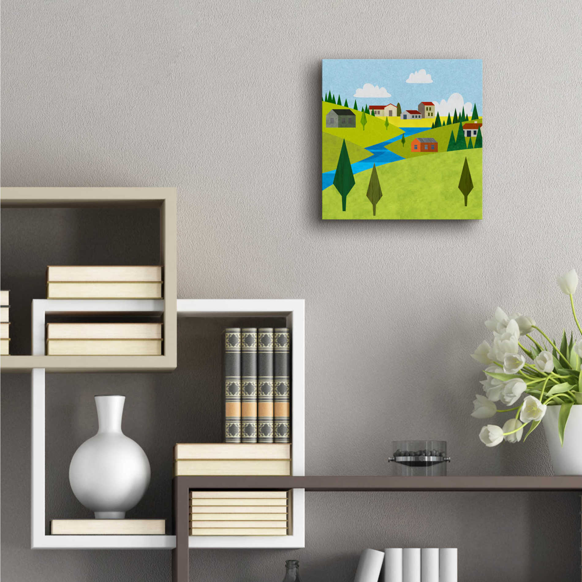 Epic Art 'River Valley Village II' by Andrea Haase Acrylic Glass Wall Art,12x12