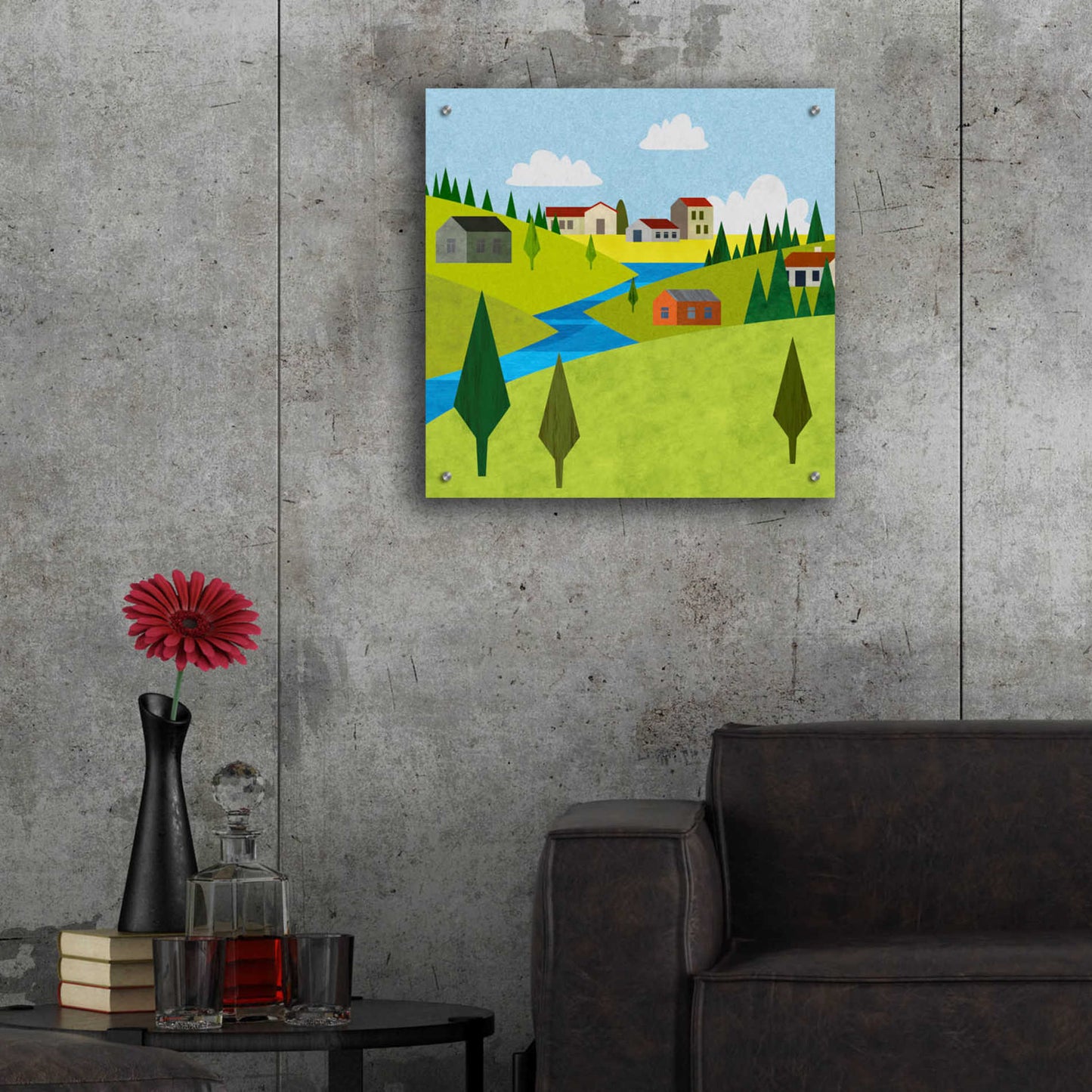 Epic Art 'River Valley Village II' by Andrea Haase Acrylic Glass Wall Art,24x24