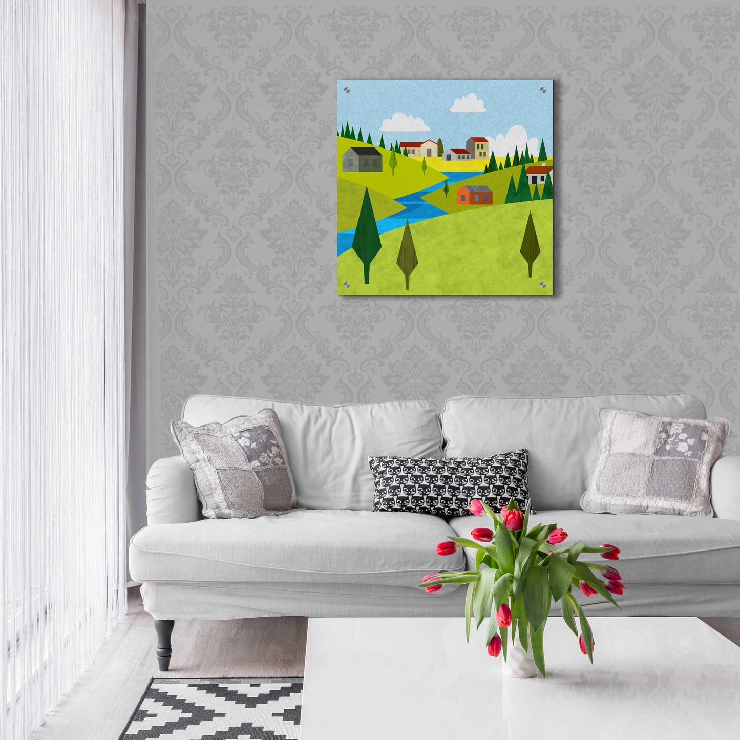 Epic Art 'River Valley Village II' by Andrea Haase Acrylic Glass Wall Art,24x24