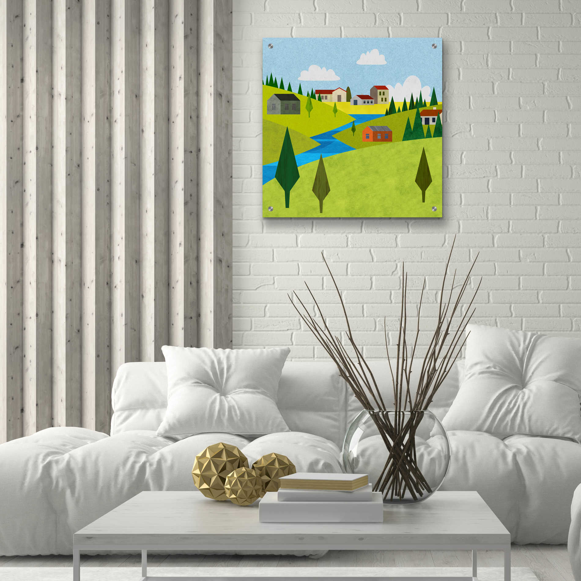 Epic Art 'River Valley Village II' by Andrea Haase Acrylic Glass Wall Art,24x24