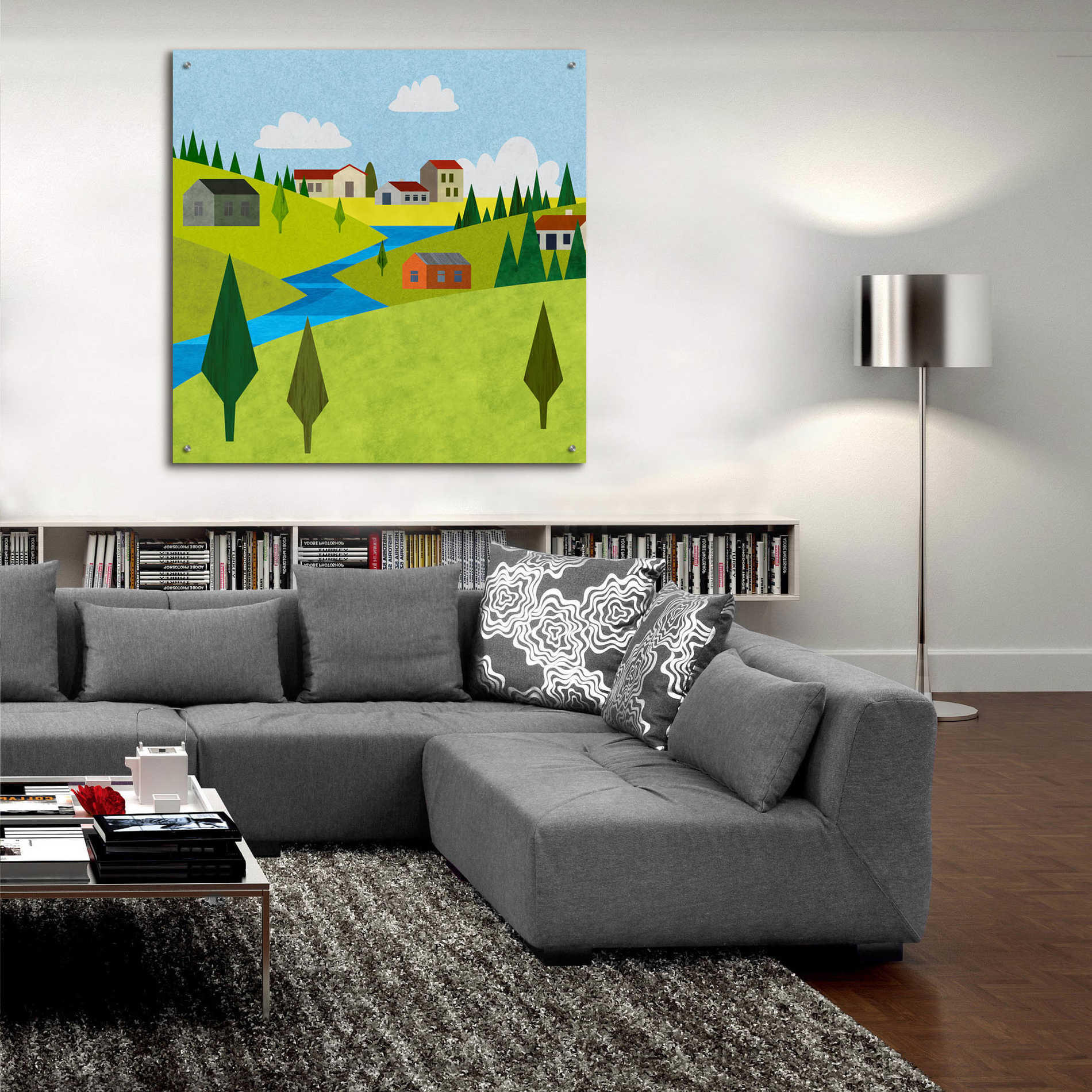 Epic Art 'River Valley Village II' by Andrea Haase Acrylic Glass Wall Art,36x36