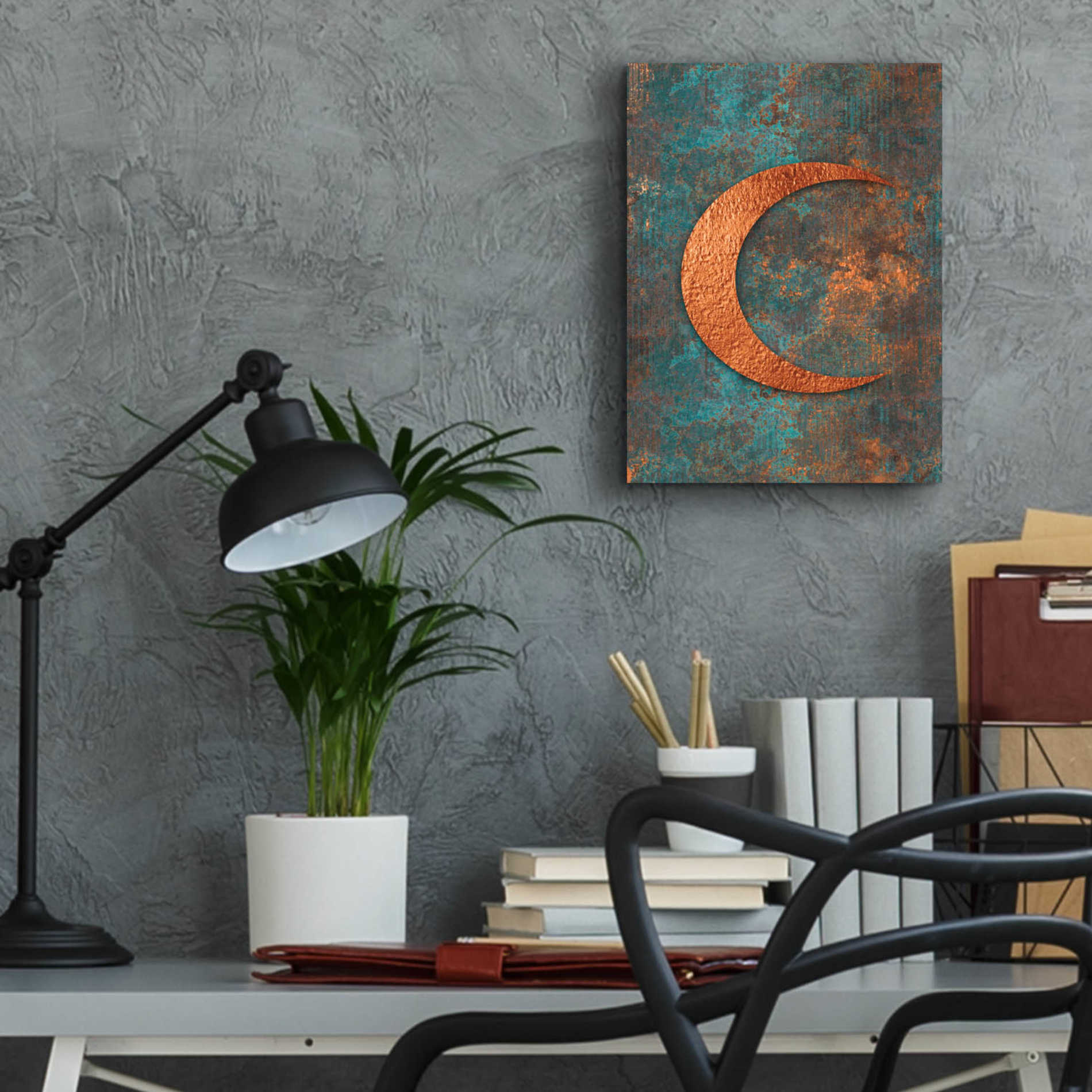 Epic Art 'Moon Symbiosis Of Rust And Copper' by Andrea Haase Acrylic Glass Wall Art,12x16