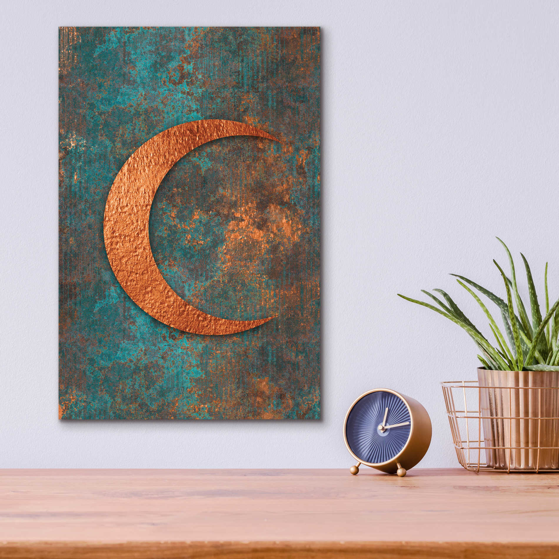 Epic Art 'Moon Symbiosis Of Rust And Copper' by Andrea Haase Acrylic Glass Wall Art,12x16