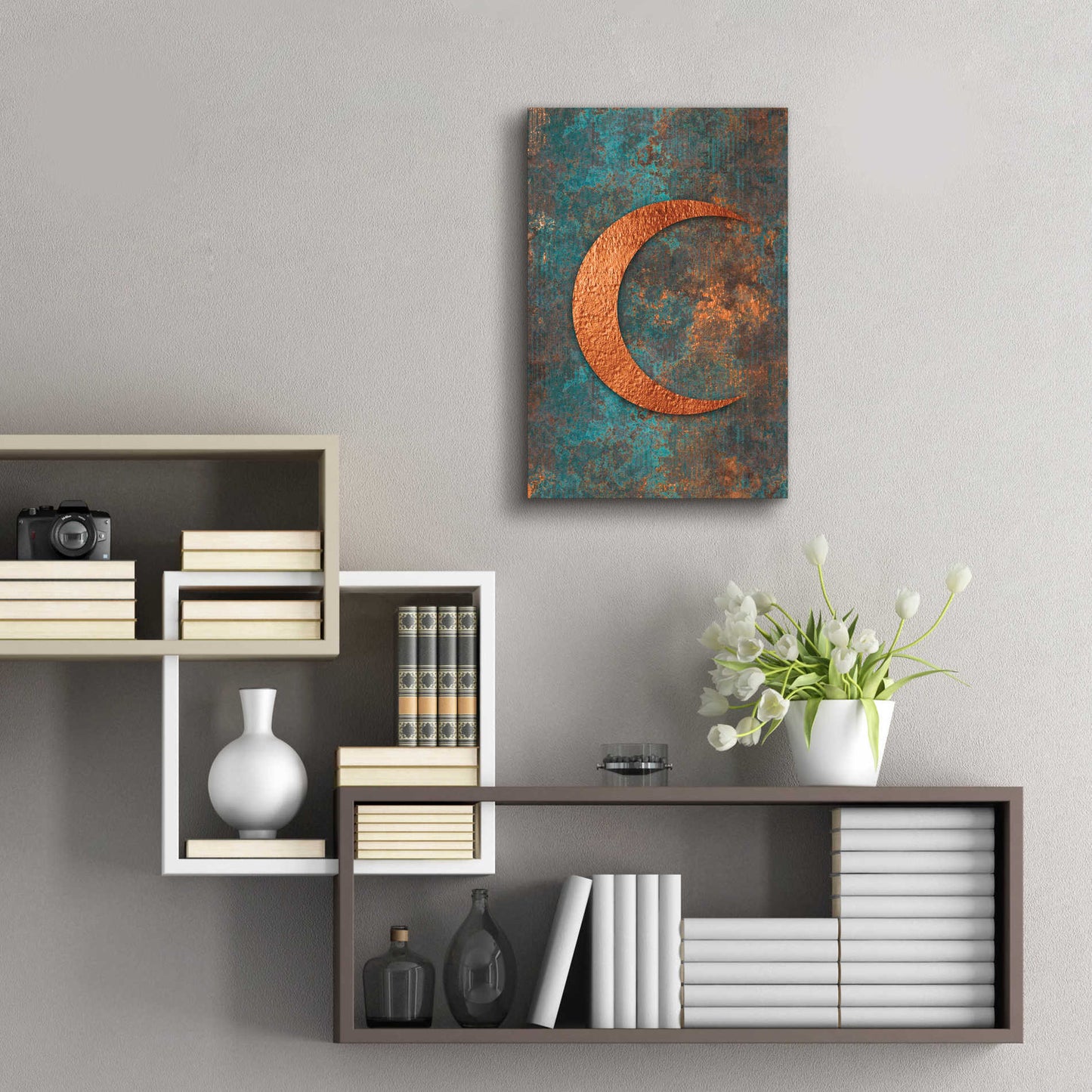 Epic Art 'Moon Symbiosis Of Rust And Copper' by Andrea Haase Acrylic Glass Wall Art,16x24