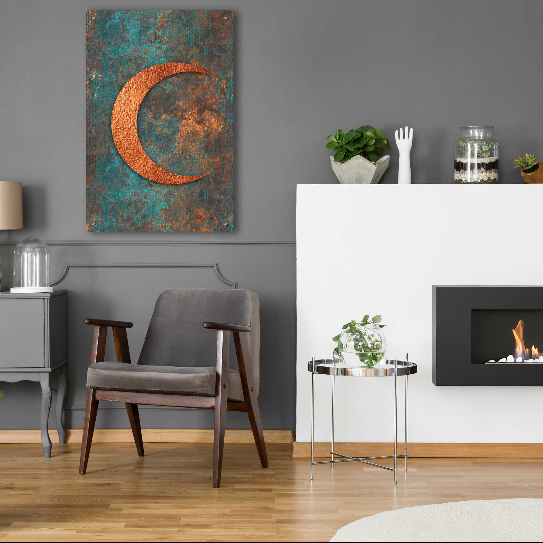 Epic Art 'Moon Symbiosis Of Rust And Copper' by Andrea Haase Acrylic Glass Wall Art,24x36