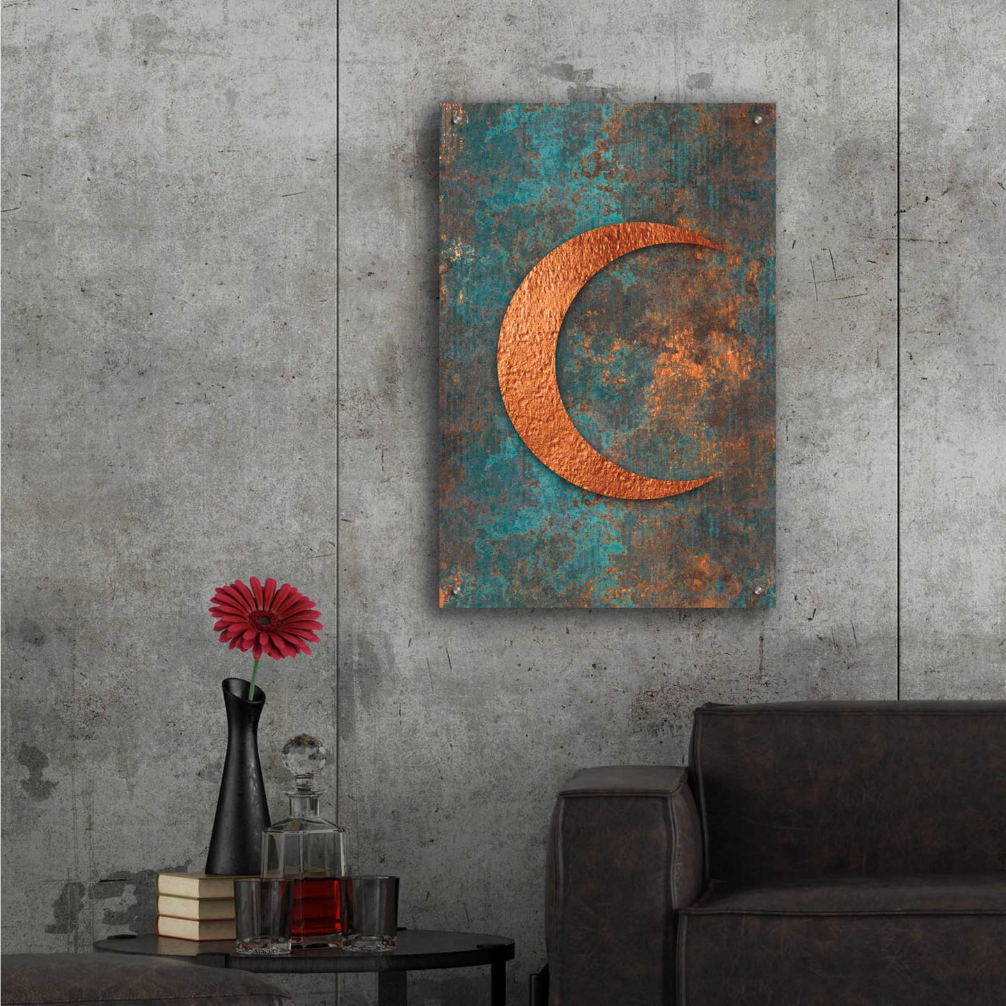 Epic Art 'Moon Symbiosis Of Rust And Copper' by Andrea Haase Acrylic Glass Wall Art,24x36