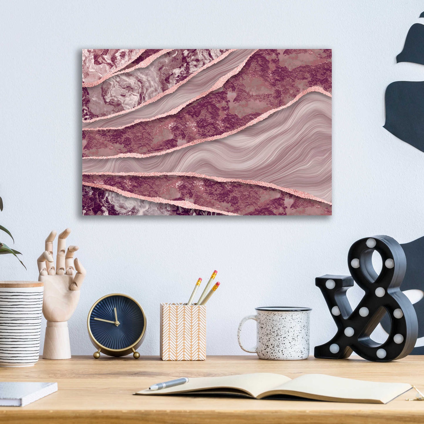 Epic Art 'Rose Quartz Marble And Stone' by Andrea Haase Acrylic Glass Wall Art,16x12