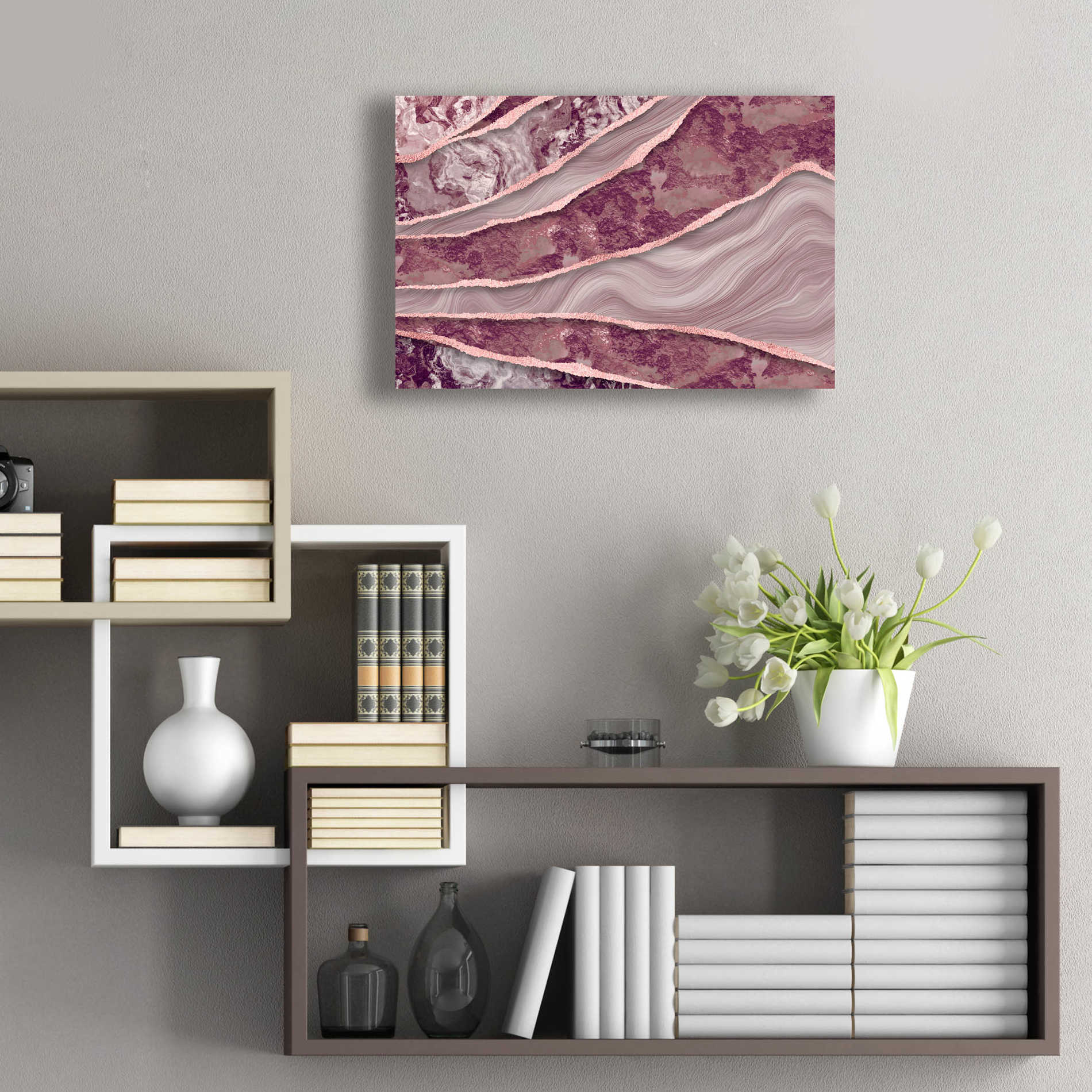 Epic Art 'Rose Quartz Marble And Stone' by Andrea Haase Acrylic Glass Wall Art,24x16