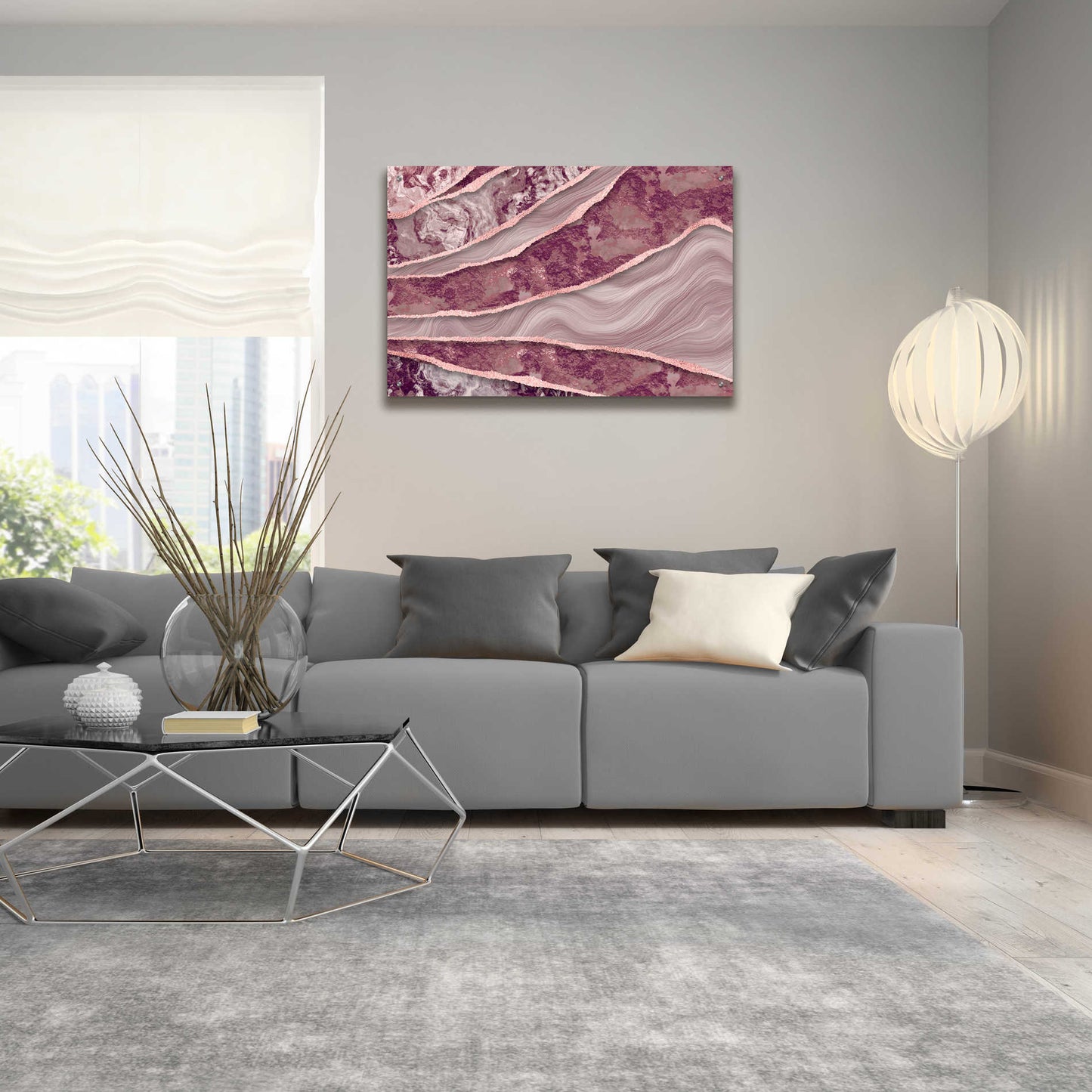 Epic Art 'Rose Quartz Marble And Stone' by Andrea Haase Acrylic Glass Wall Art,36x24