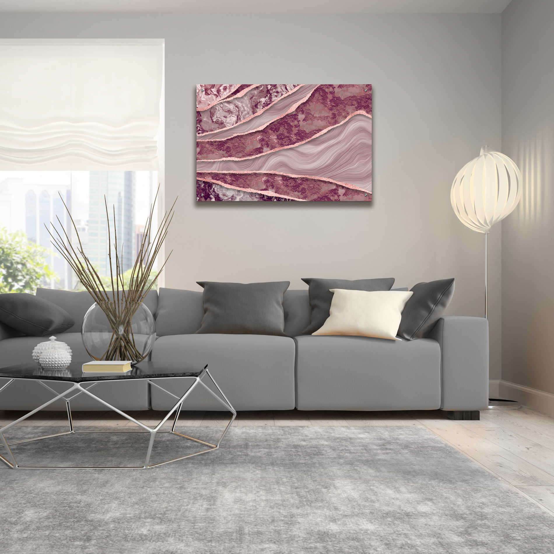 Epic Art 'Rose Quartz Marble And Stone' by Andrea Haase Acrylic Glass Wall Art,36x24