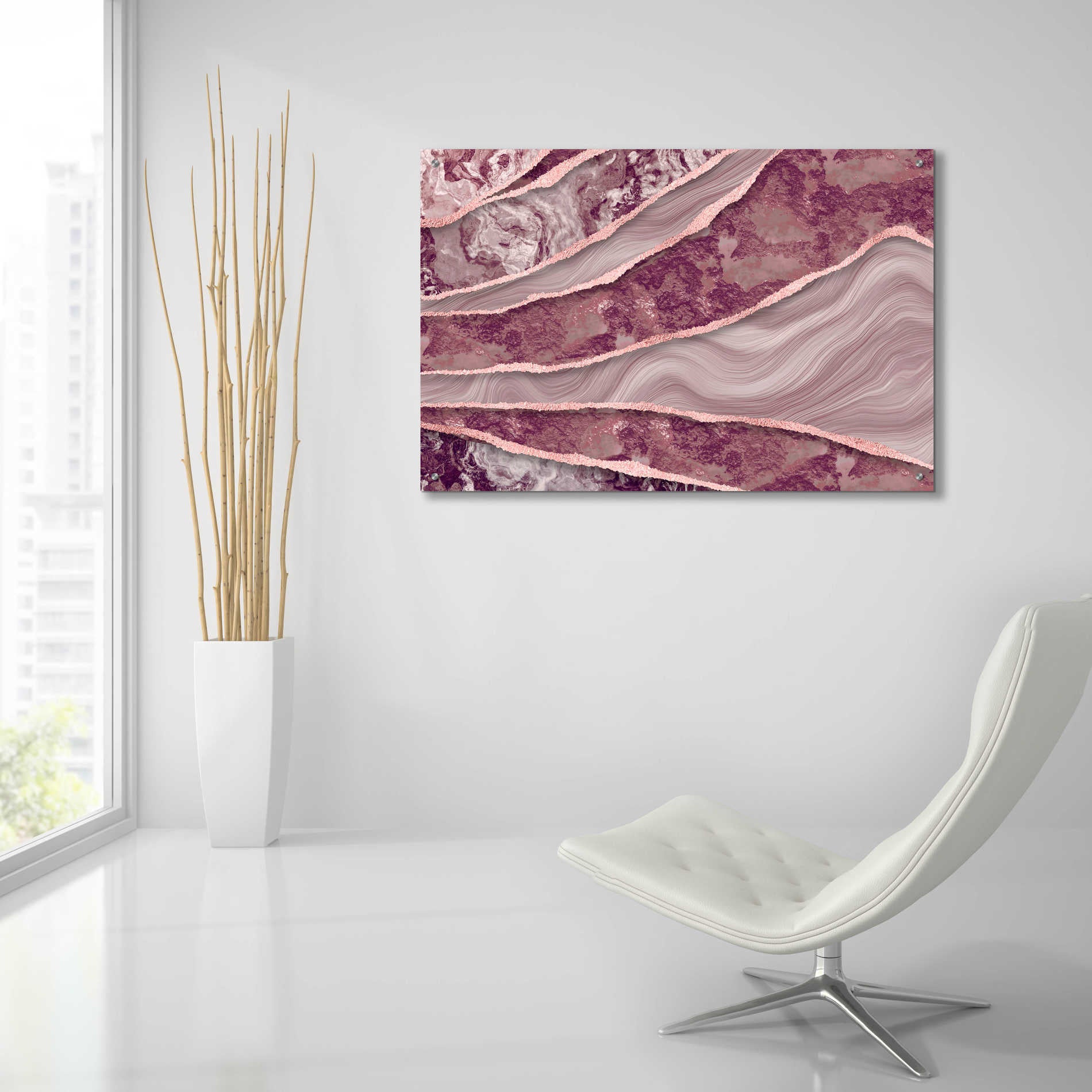 Epic Art 'Rose Quartz Marble And Stone' by Andrea Haase Acrylic Glass Wall Art,36x24
