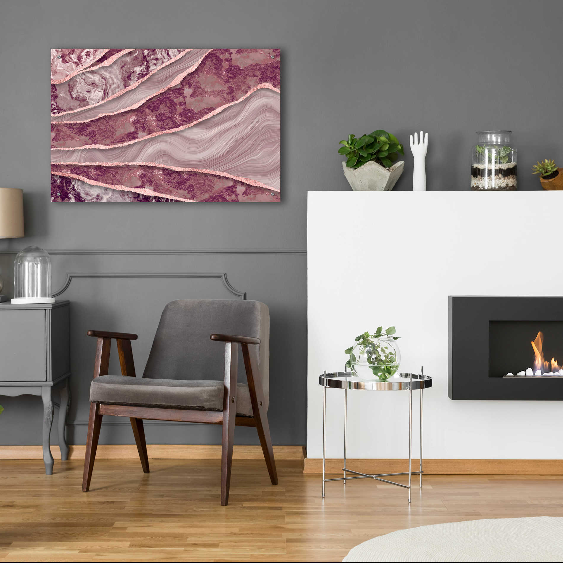 Epic Art 'Rose Quartz Marble And Stone' by Andrea Haase Acrylic Glass Wall Art,36x24