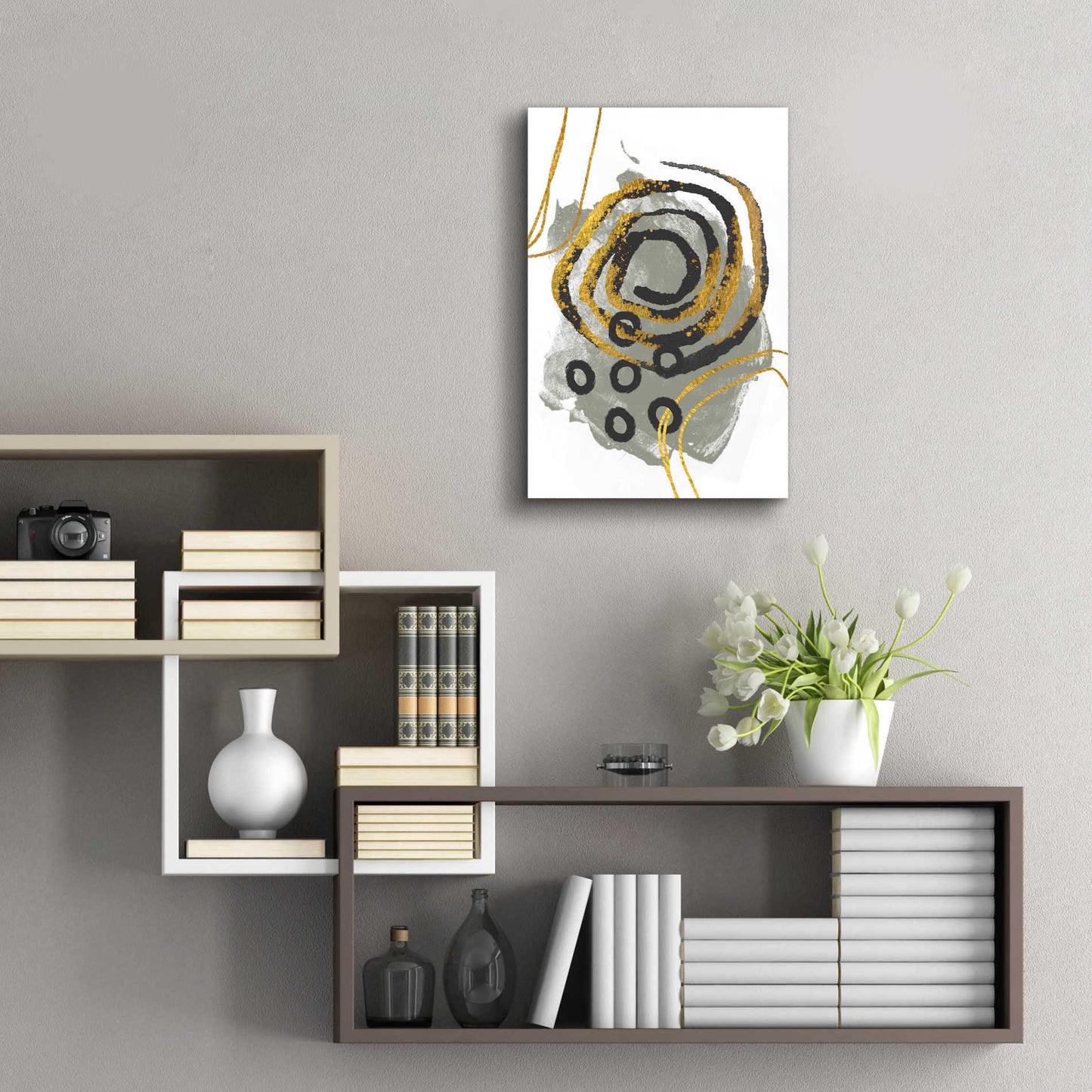 Epic Art 'Gold Meets Neutrals Vi' by Andrea Haase Acrylic Glass Wall Art,16x24