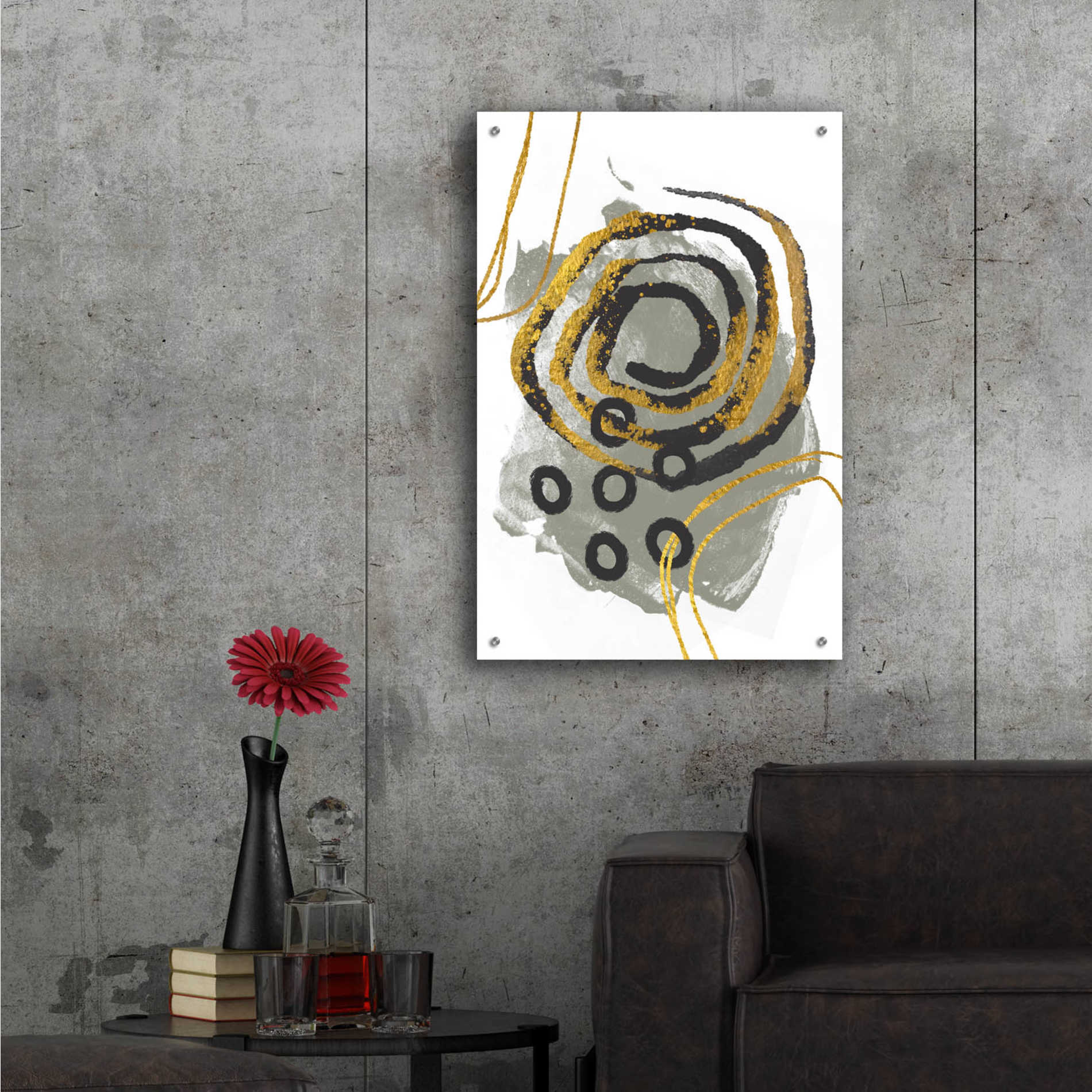 Epic Art 'Gold Meets Neutrals Vi' by Andrea Haase Acrylic Glass Wall Art,24x36