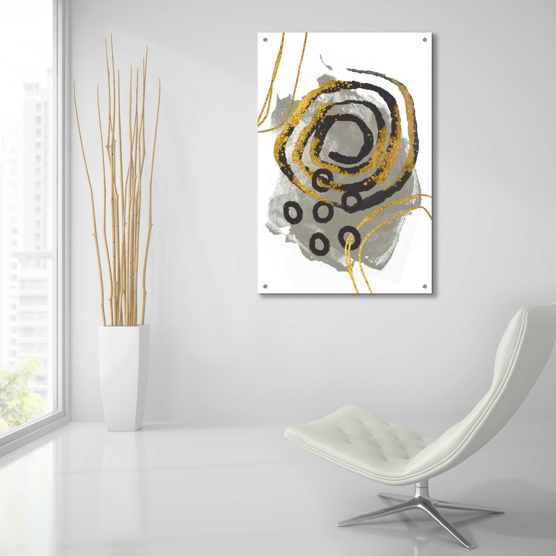 Epic Art 'Gold Meets Neutrals Vi' by Andrea Haase Acrylic Glass Wall Art,24x36