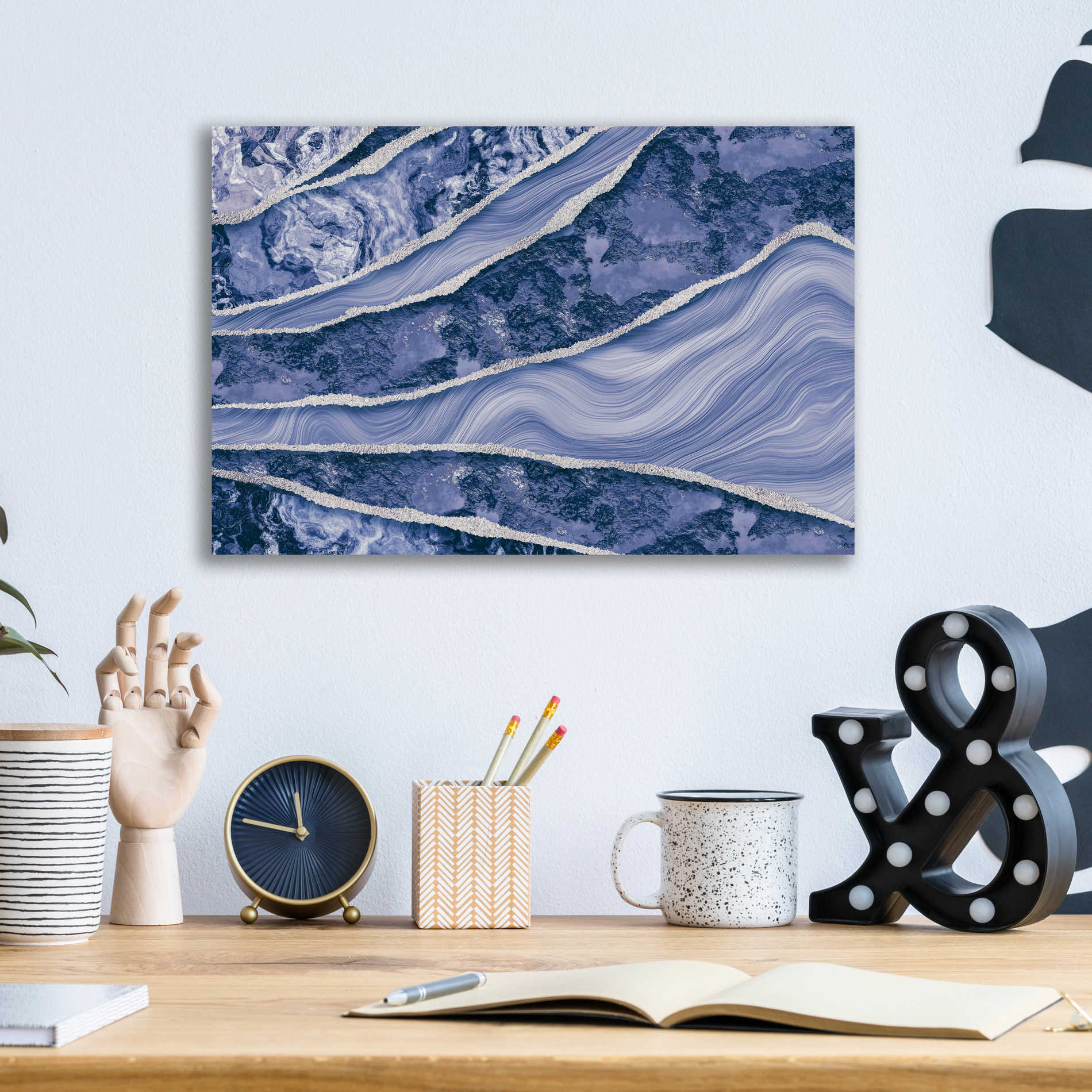 Epic Art 'Blue Marble And Stone' by Andrea Haase Acrylic Glass Wall Art,16x12