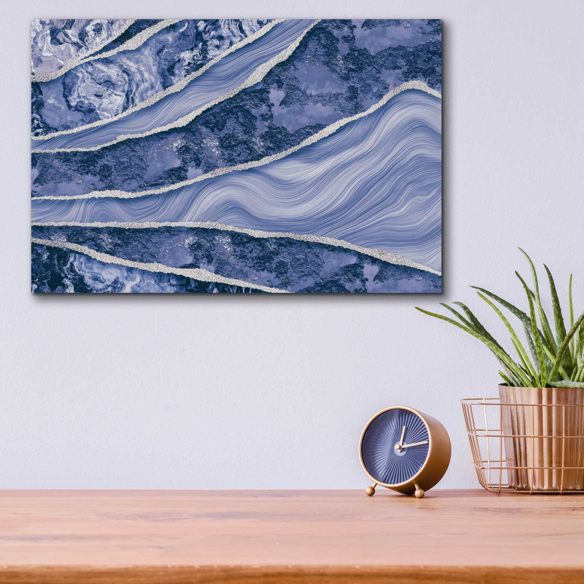 Epic Art 'Blue Marble And Stone' by Andrea Haase Acrylic Glass Wall Art,16x12