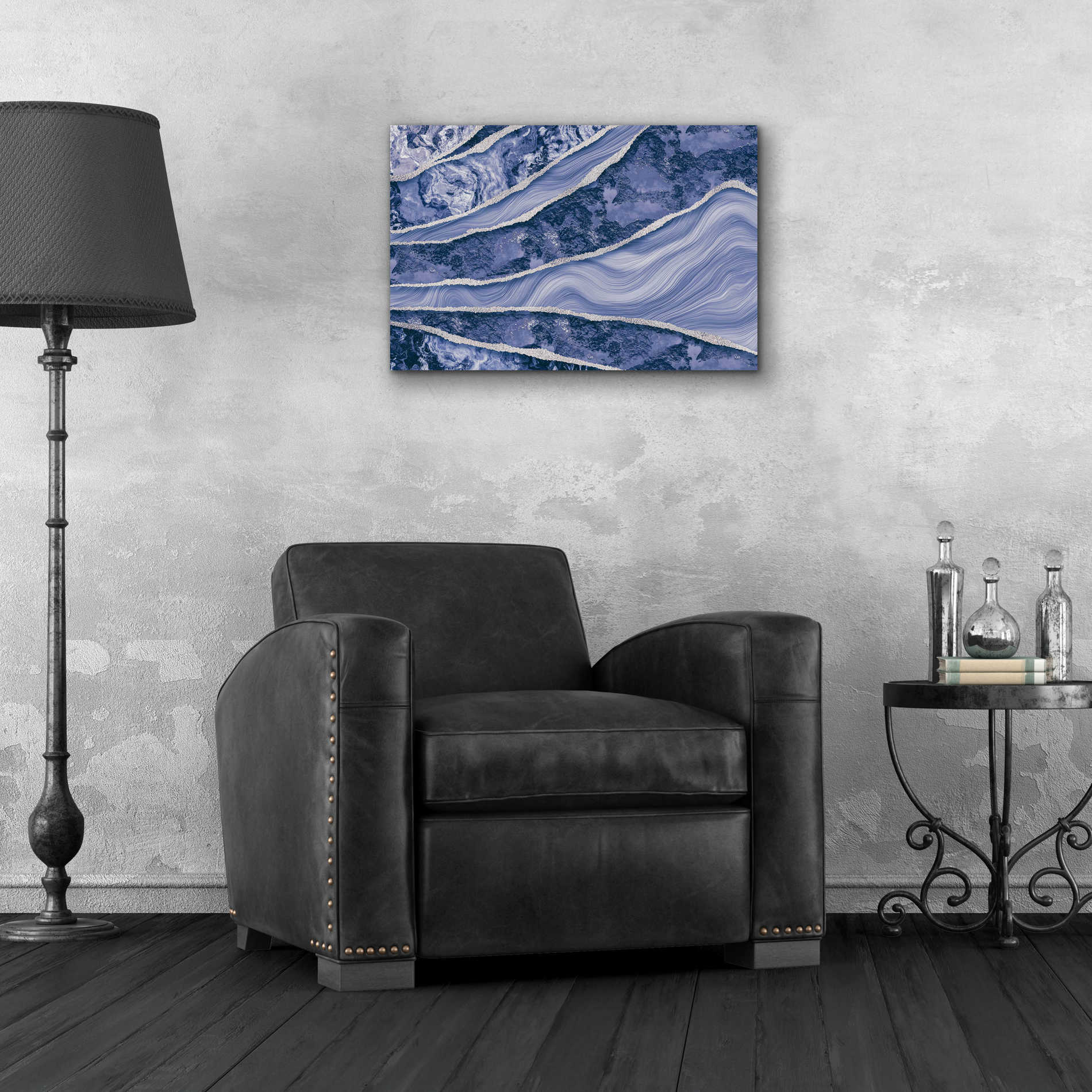 Epic Art 'Blue Marble And Stone' by Andrea Haase Acrylic Glass Wall Art,24x16