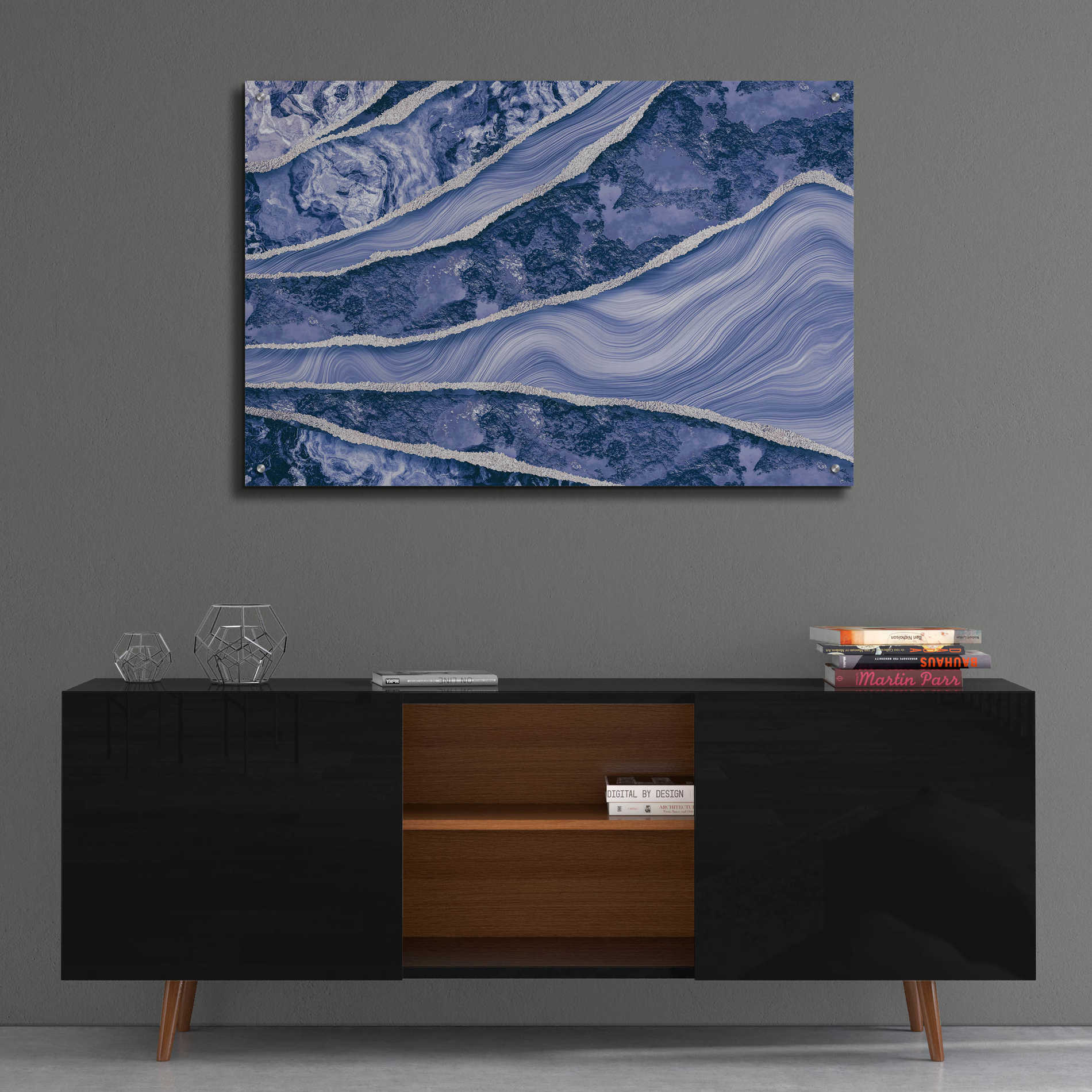 Epic Art 'Blue Marble And Stone' by Andrea Haase Acrylic Glass Wall Art,36x24