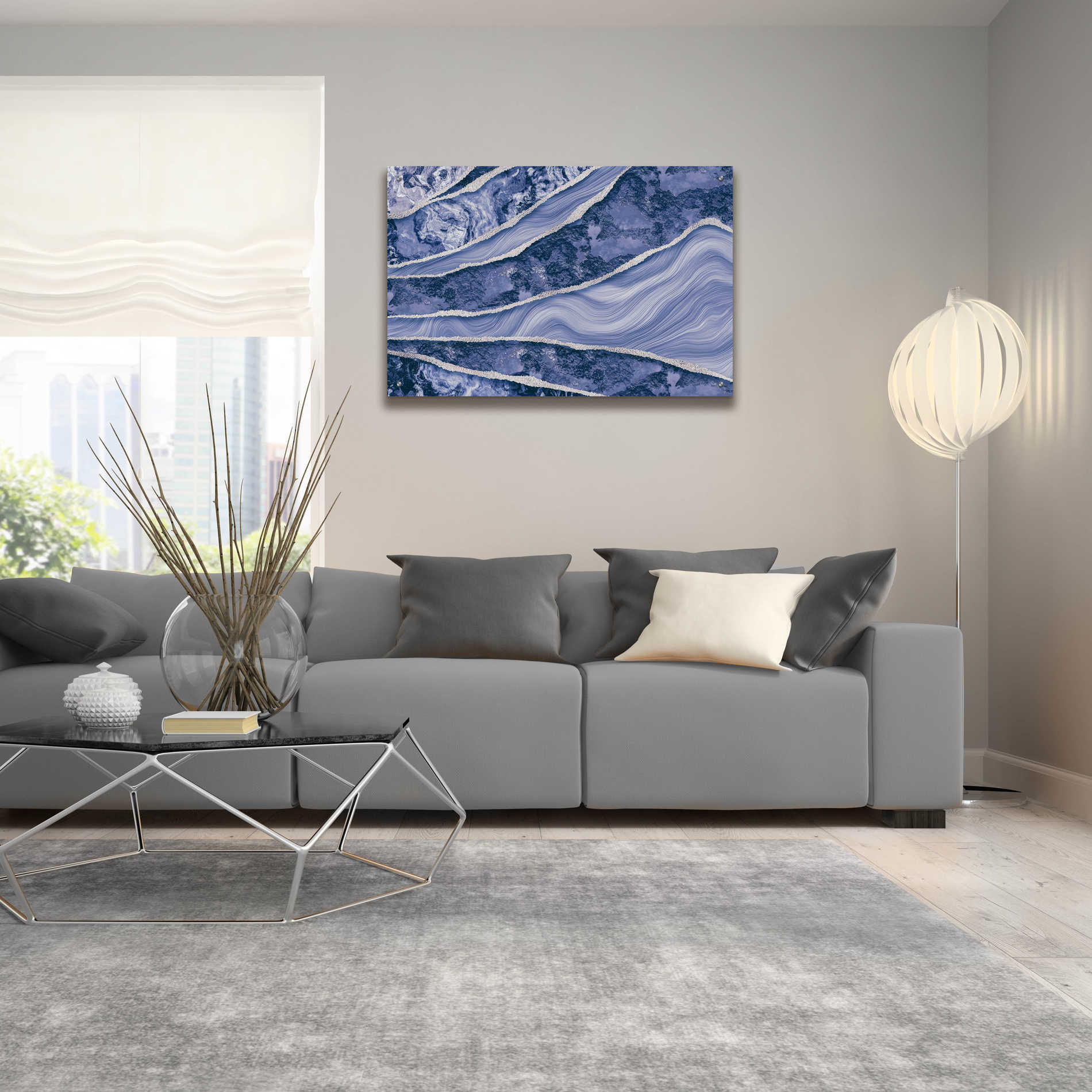 Epic Art 'Blue Marble And Stone' by Andrea Haase Acrylic Glass Wall Art,36x24