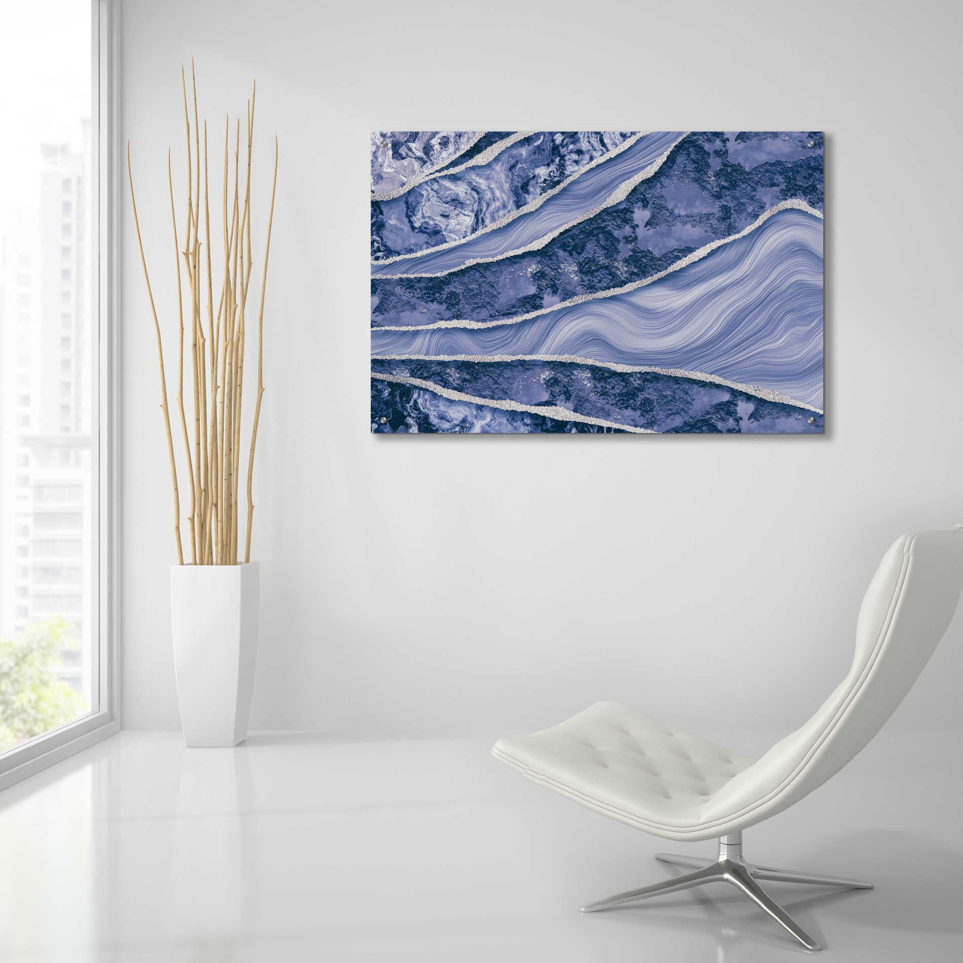 Epic Art 'Blue Marble And Stone' by Andrea Haase Acrylic Glass Wall Art,36x24