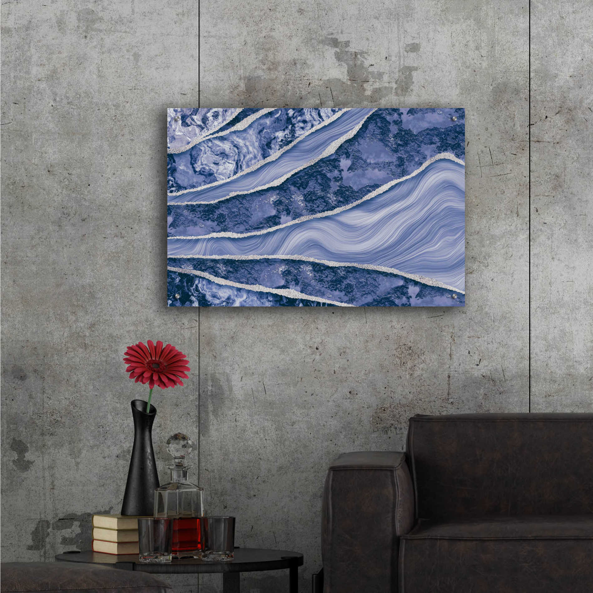 Epic Art 'Blue Marble And Stone' by Andrea Haase Acrylic Glass Wall Art,36x24