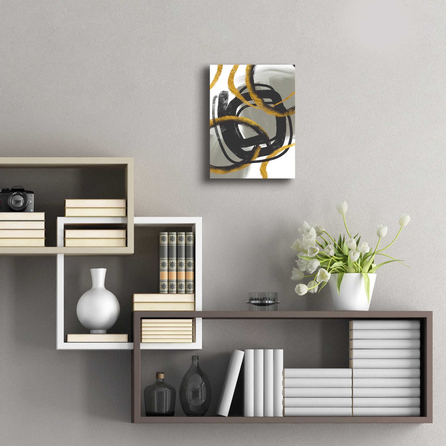 Epic Art 'Gold Meets Neutrals Iv' by Andrea Haase Acrylic Glass Wall Art,12x16