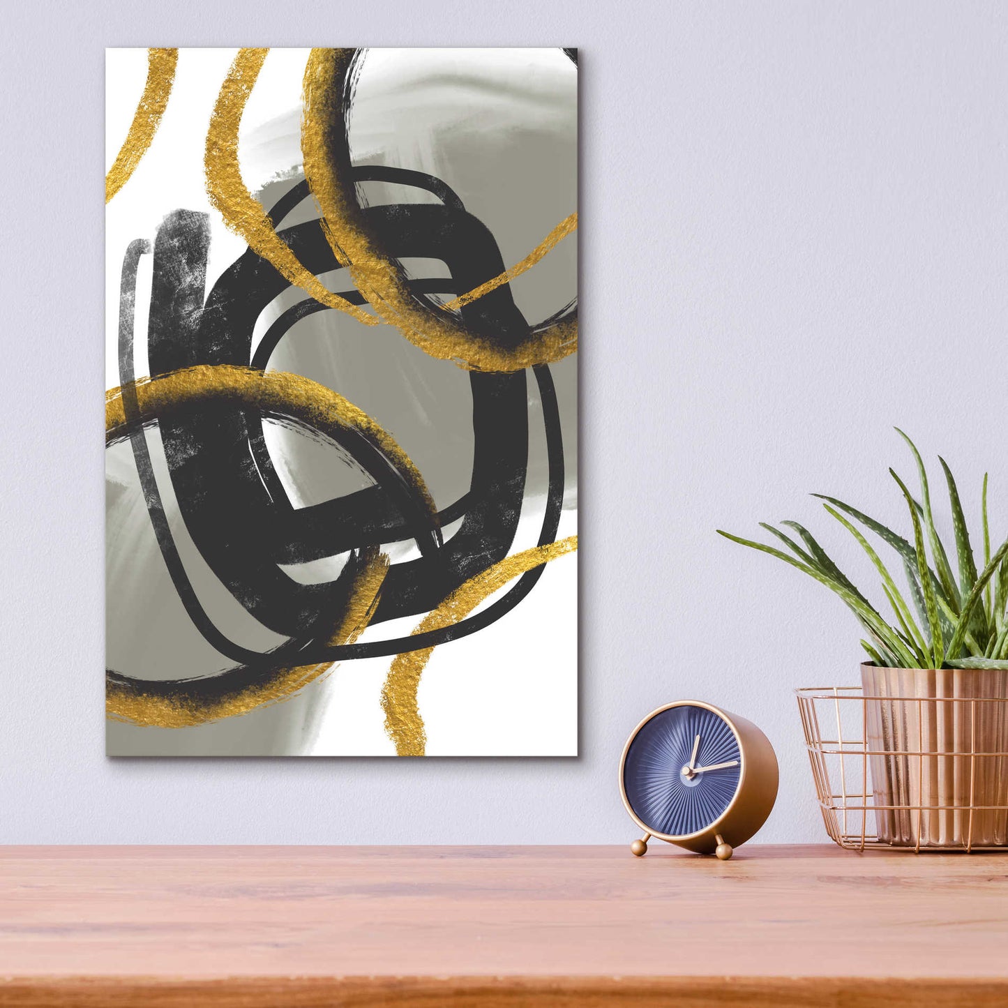 Epic Art 'Gold Meets Neutrals Iv' by Andrea Haase Acrylic Glass Wall Art,12x16