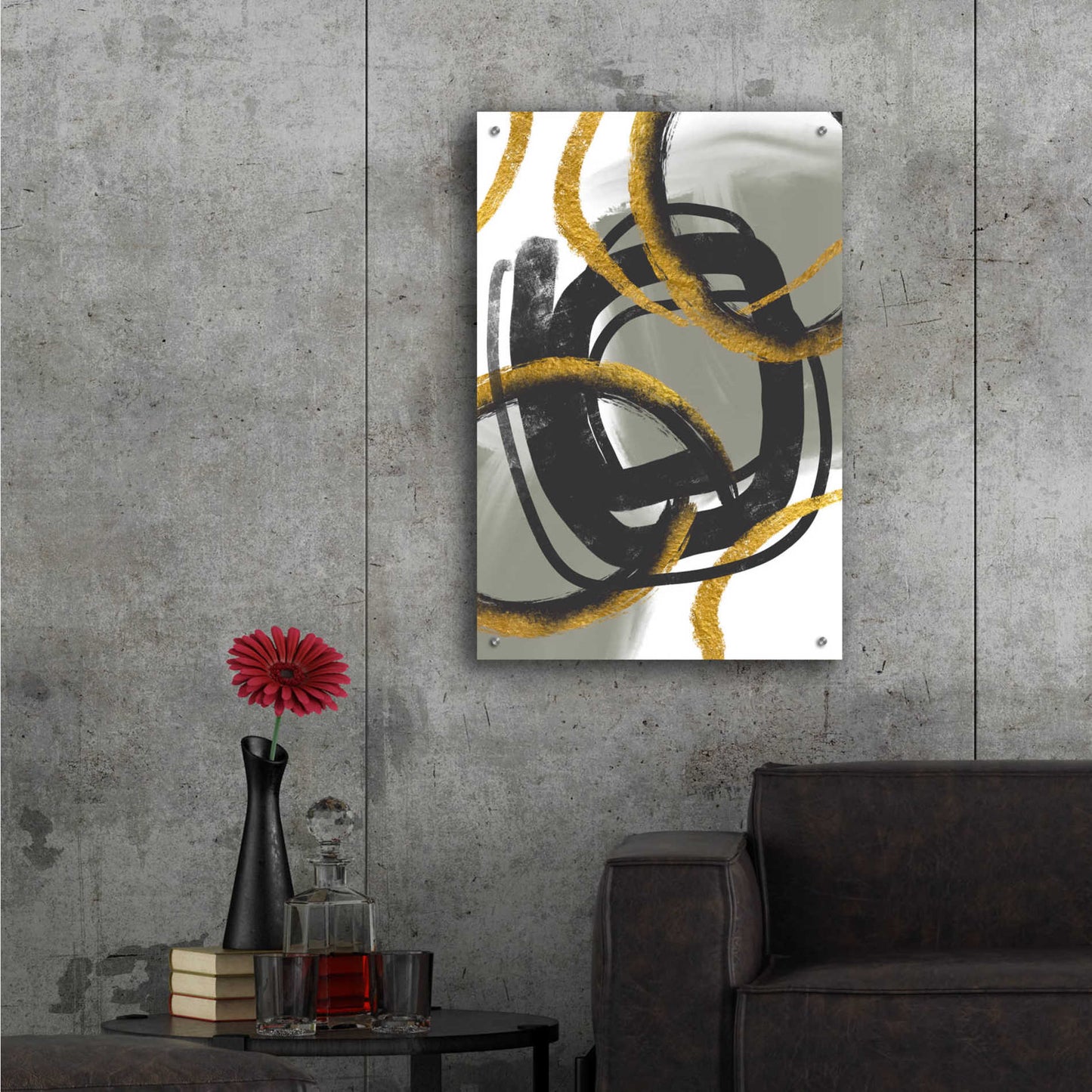 Epic Art 'Gold Meets Neutrals Iv' by Andrea Haase Acrylic Glass Wall Art,24x36