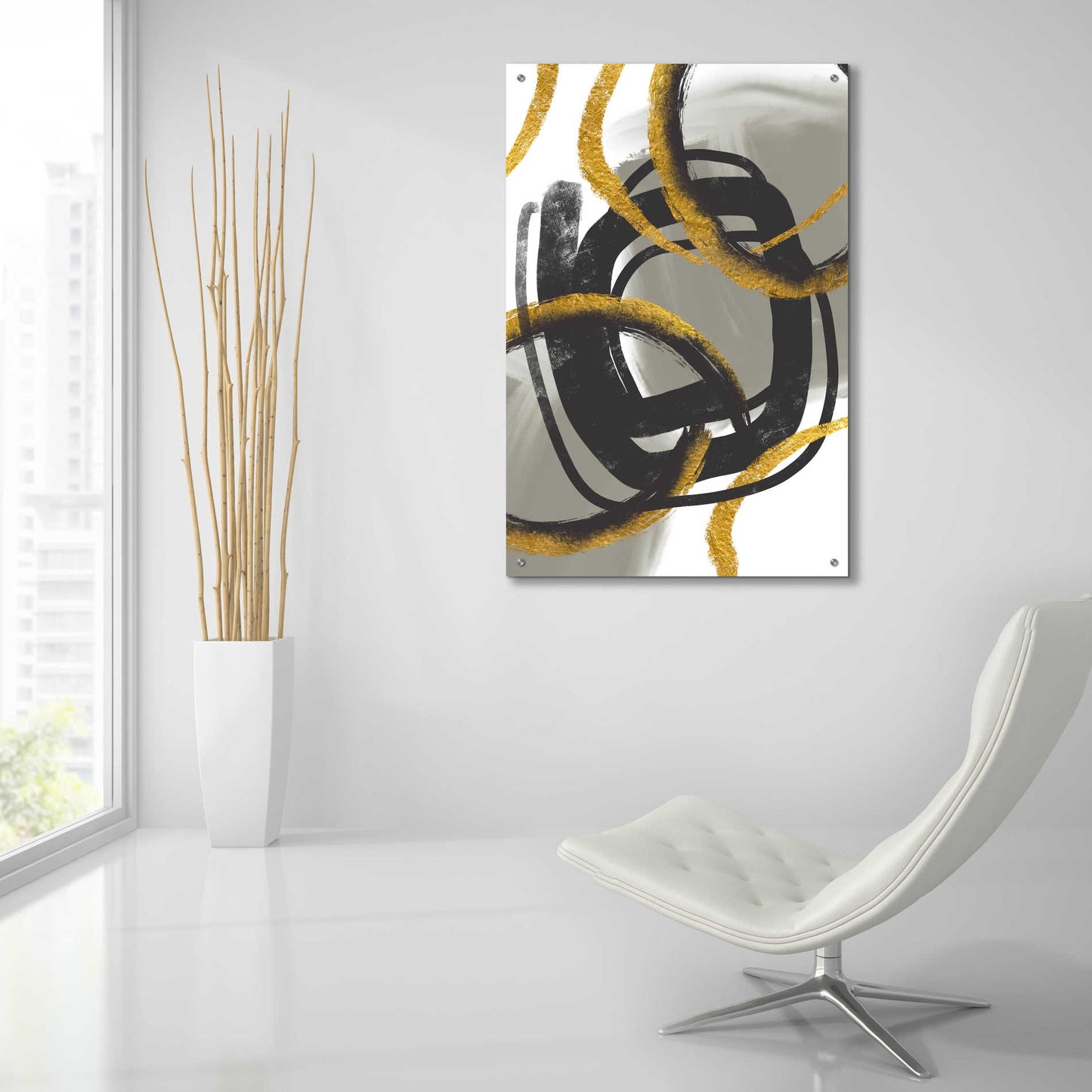 Epic Art 'Gold Meets Neutrals Iv' by Andrea Haase Acrylic Glass Wall Art,24x36