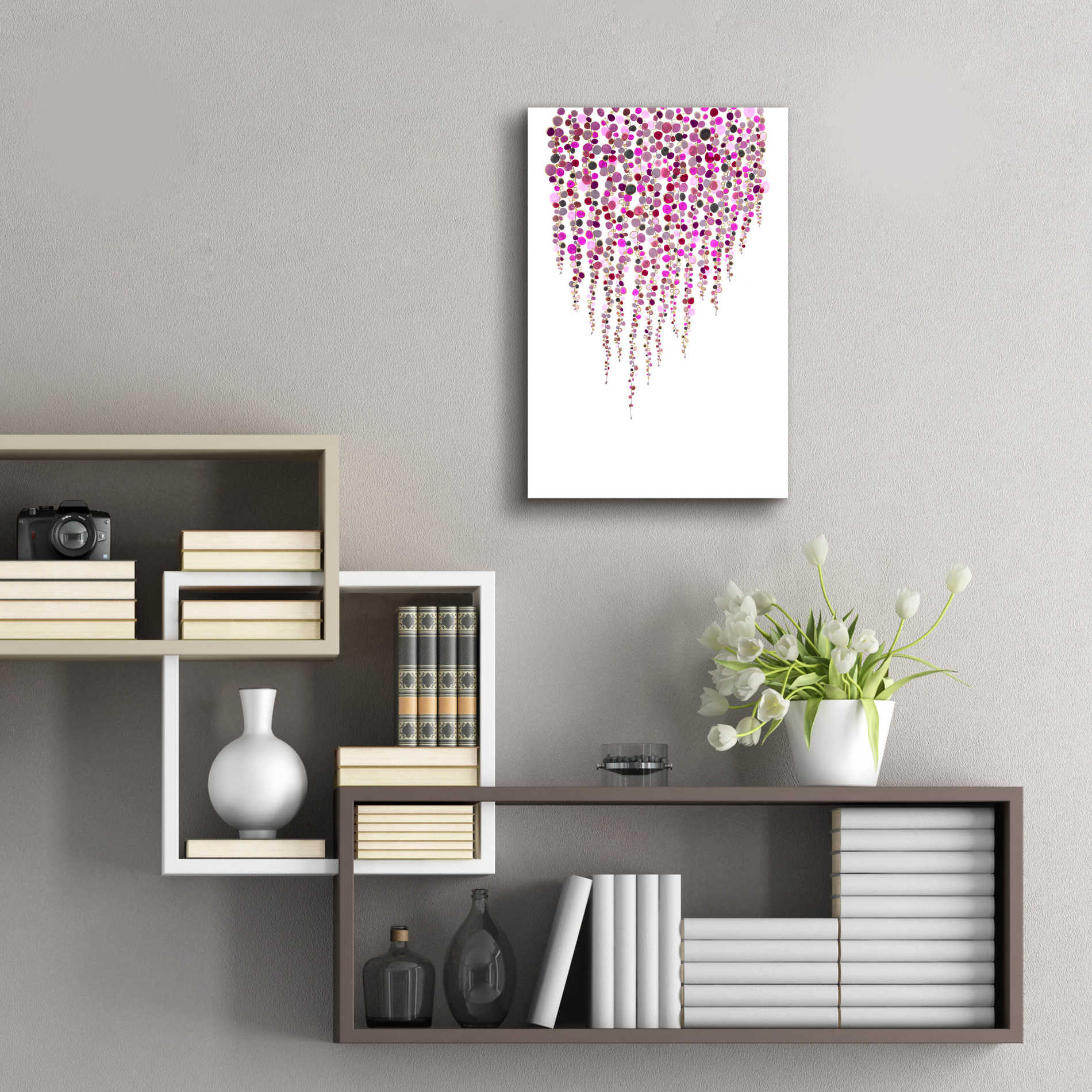 Epic Art 'Fancy Dots Pink' by Andrea Haase Acrylic Glass Wall Art,16x24