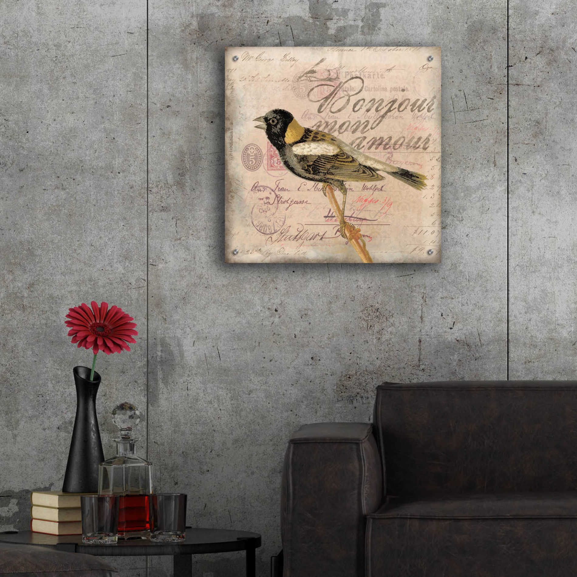 Epic Art 'Bonjour Mon Amour' by Andrea Haase Acrylic Glass Wall Art,24x24