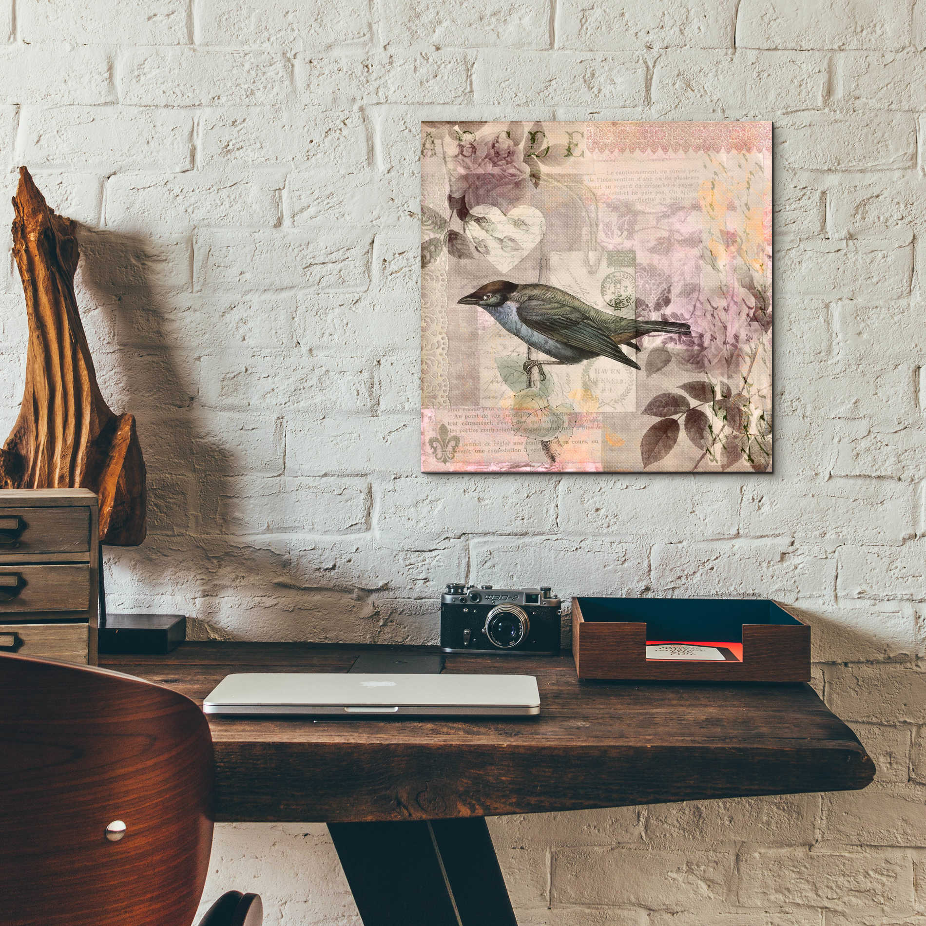 Epic Art 'Nostalgic Bird Collage' by Andrea Haase Acrylic Glass Wall Art,12x12