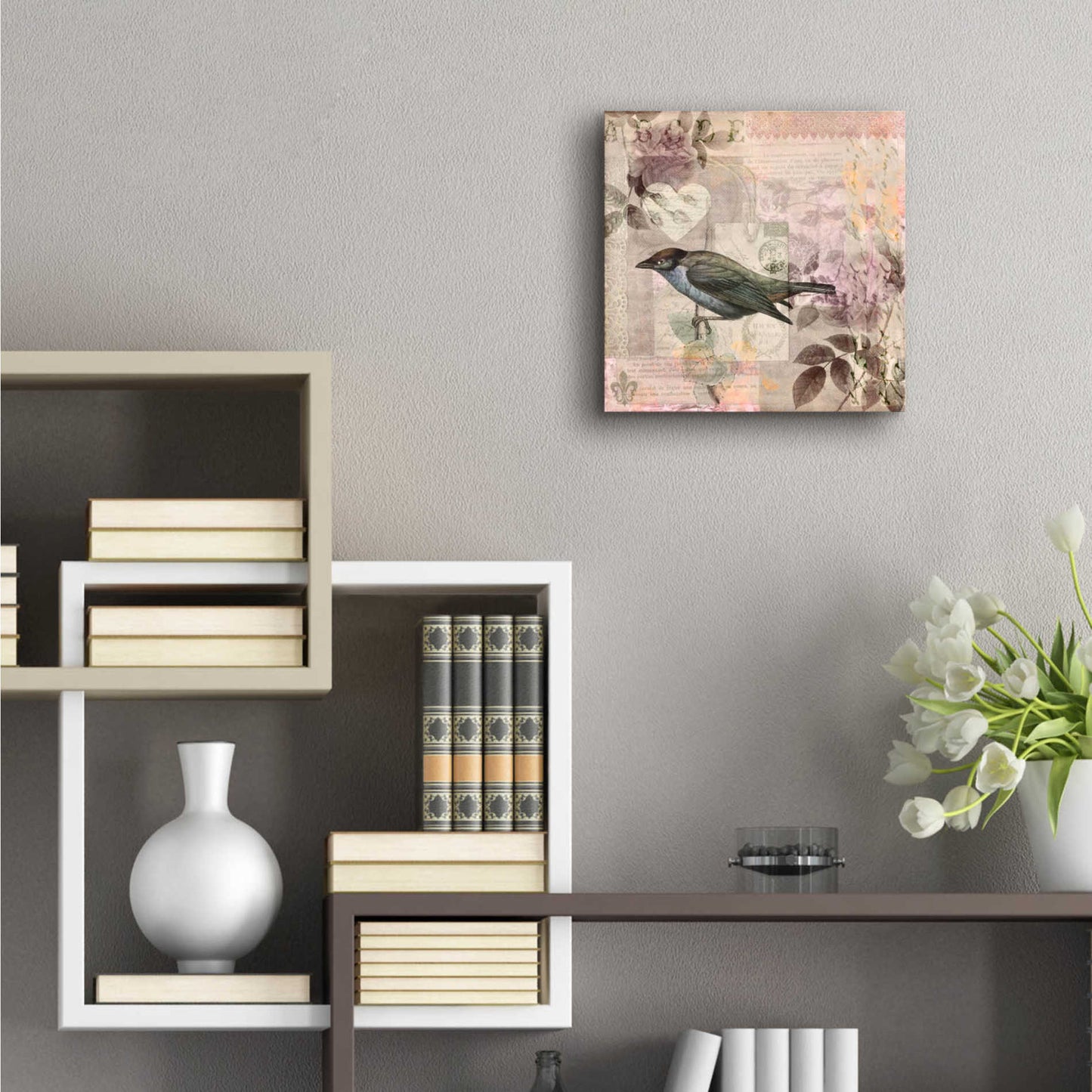 Epic Art 'Nostalgic Bird Collage' by Andrea Haase Acrylic Glass Wall Art,12x12