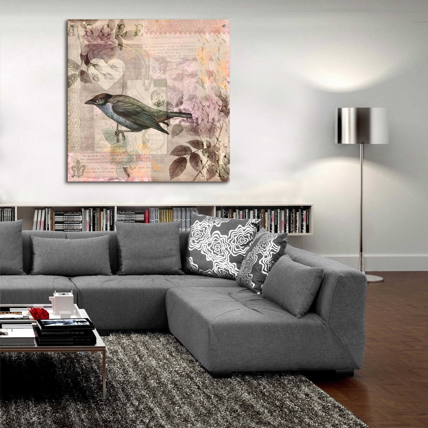 Epic Art 'Nostalgic Bird Collage' by Andrea Haase Acrylic Glass Wall Art,36x36