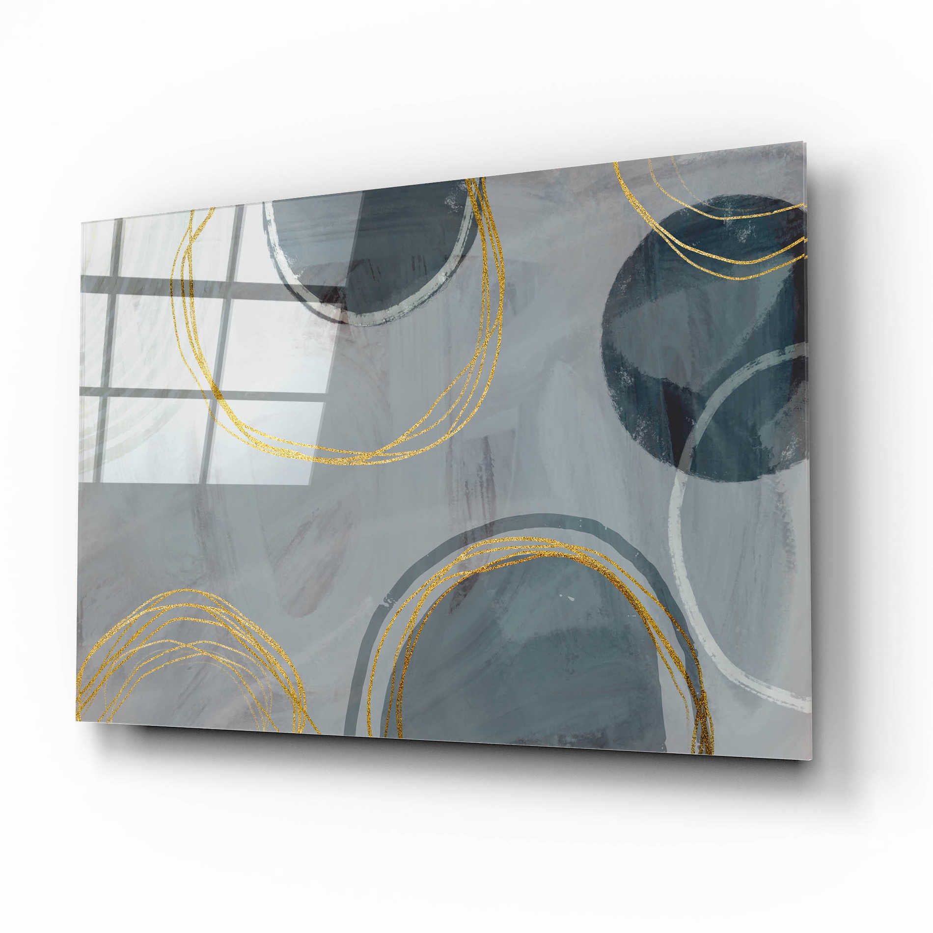 Epic Art 'Golden Line Abstraction' by Andrea Haase Acrylic Glass Wall Art,16x12