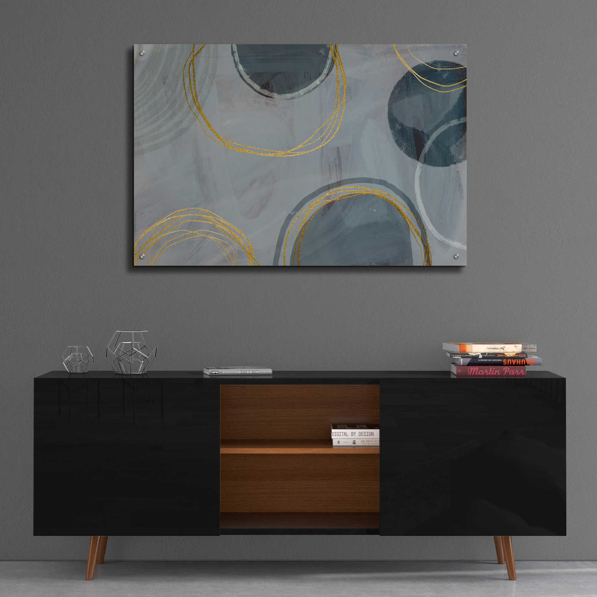 Epic Art 'Golden Line Abstraction' by Andrea Haase Acrylic Glass Wall Art,36x24