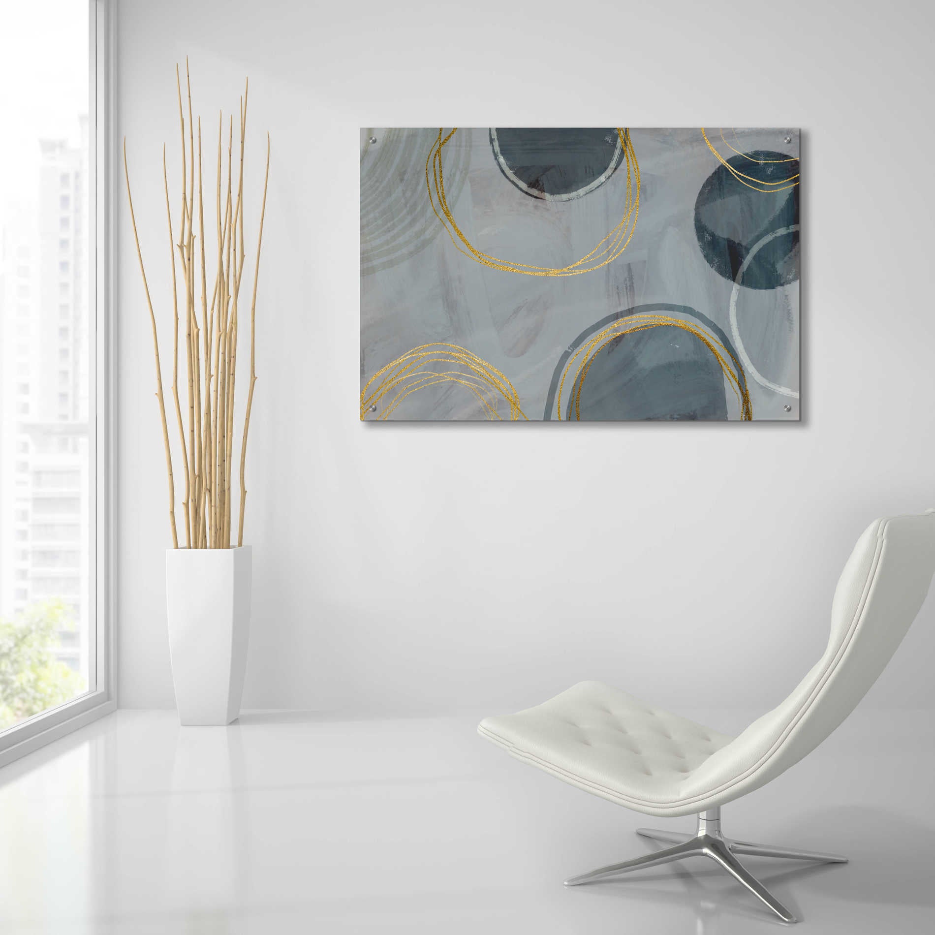 Epic Art 'Golden Line Abstraction' by Andrea Haase Acrylic Glass Wall Art,36x24