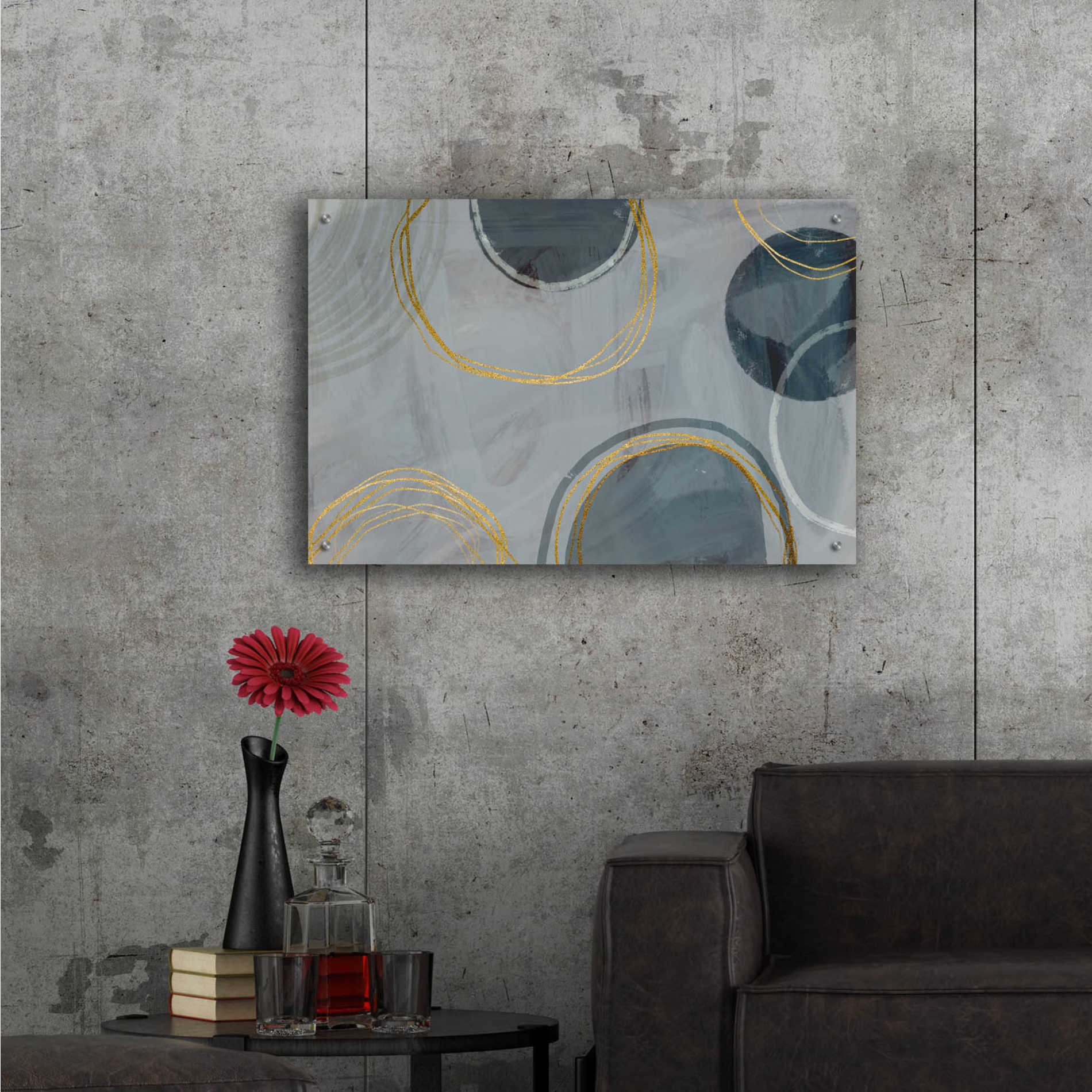 Epic Art 'Golden Line Abstraction' by Andrea Haase Acrylic Glass Wall Art,36x24
