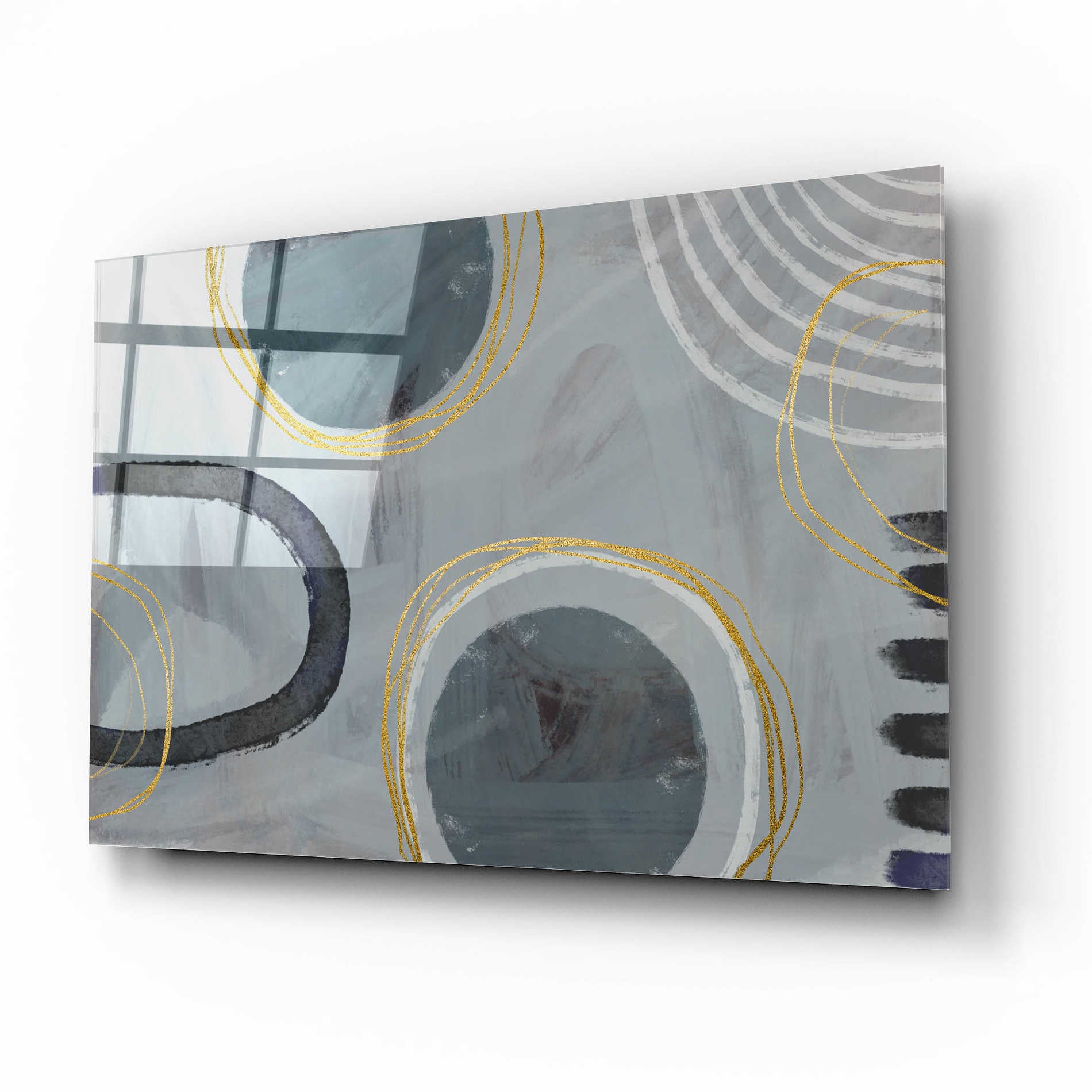 Epic Art 'Golden Line Intention' by Andrea Haase Acrylic Glass Wall Art,16x12