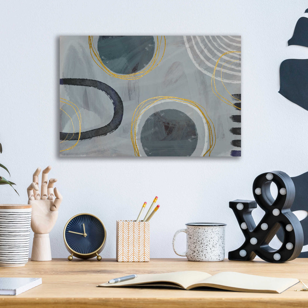 Epic Art 'Golden Line Intention' by Andrea Haase Acrylic Glass Wall Art,16x12