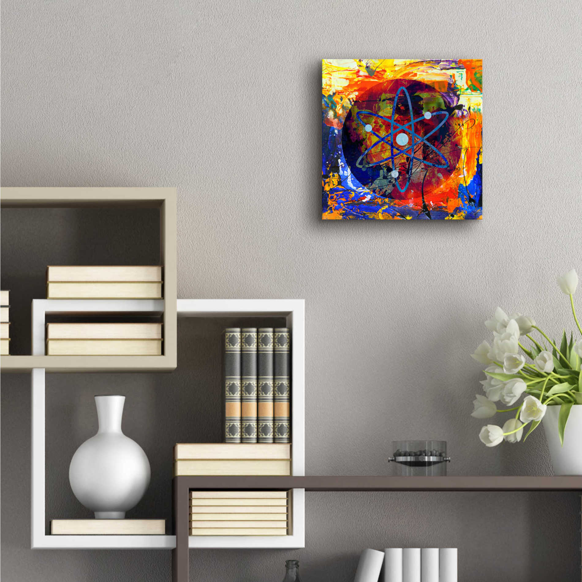 Epic Art 'Atom Cosmos Crypto In Color' by Epic Art Portfolio, Acrylic Glass Wall Art,12x12