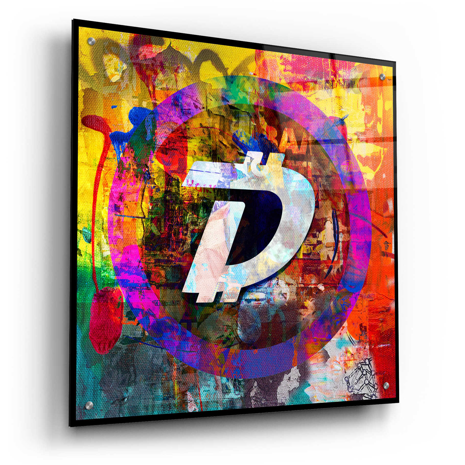 Epic Art 'Dgb Digibyte Crypto In Color' by Epic Art Portfolio, Acrylic Glass Wall Art,24x24