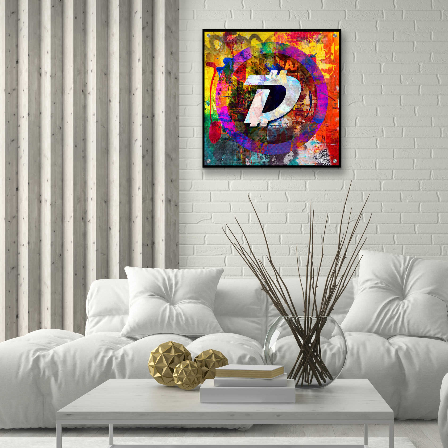 Epic Art 'Dgb Digibyte Crypto In Color' by Epic Art Portfolio, Acrylic Glass Wall Art,24x24