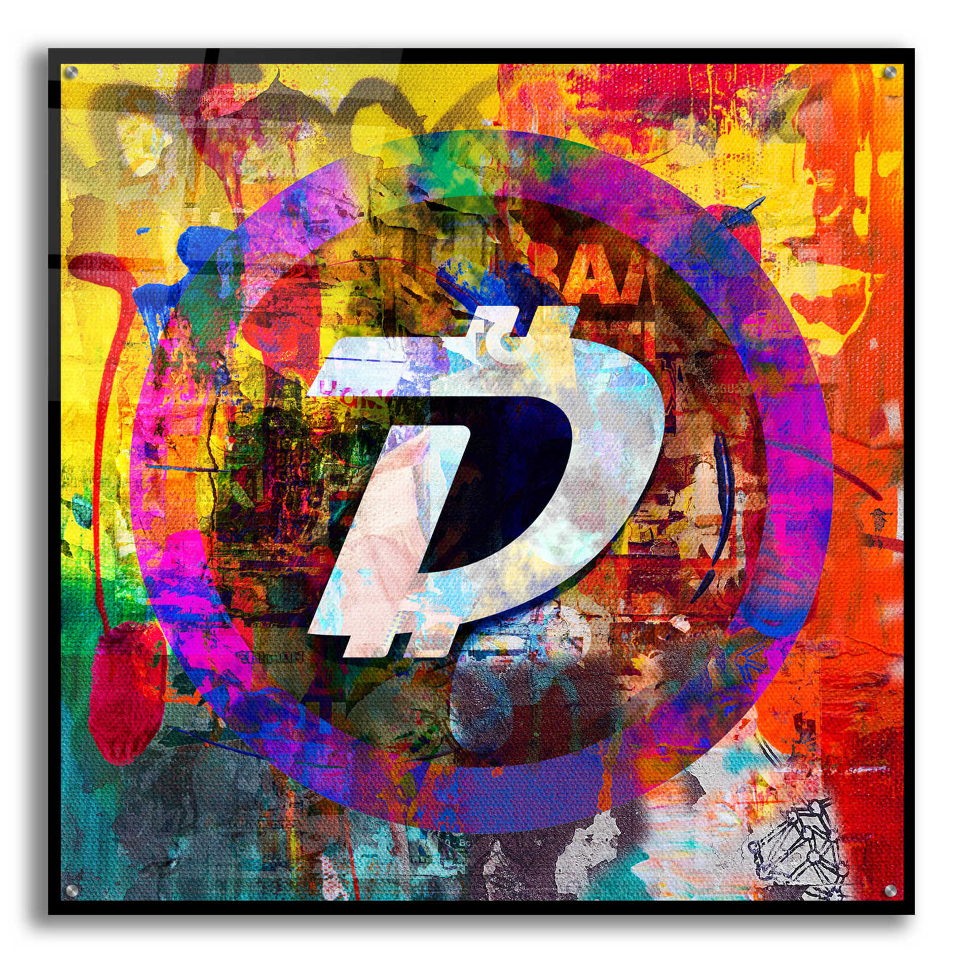 Epic Art 'Dgb Digibyte Crypto In Color' by Epic Art Portfolio, Acrylic Glass Wall Art,36x36