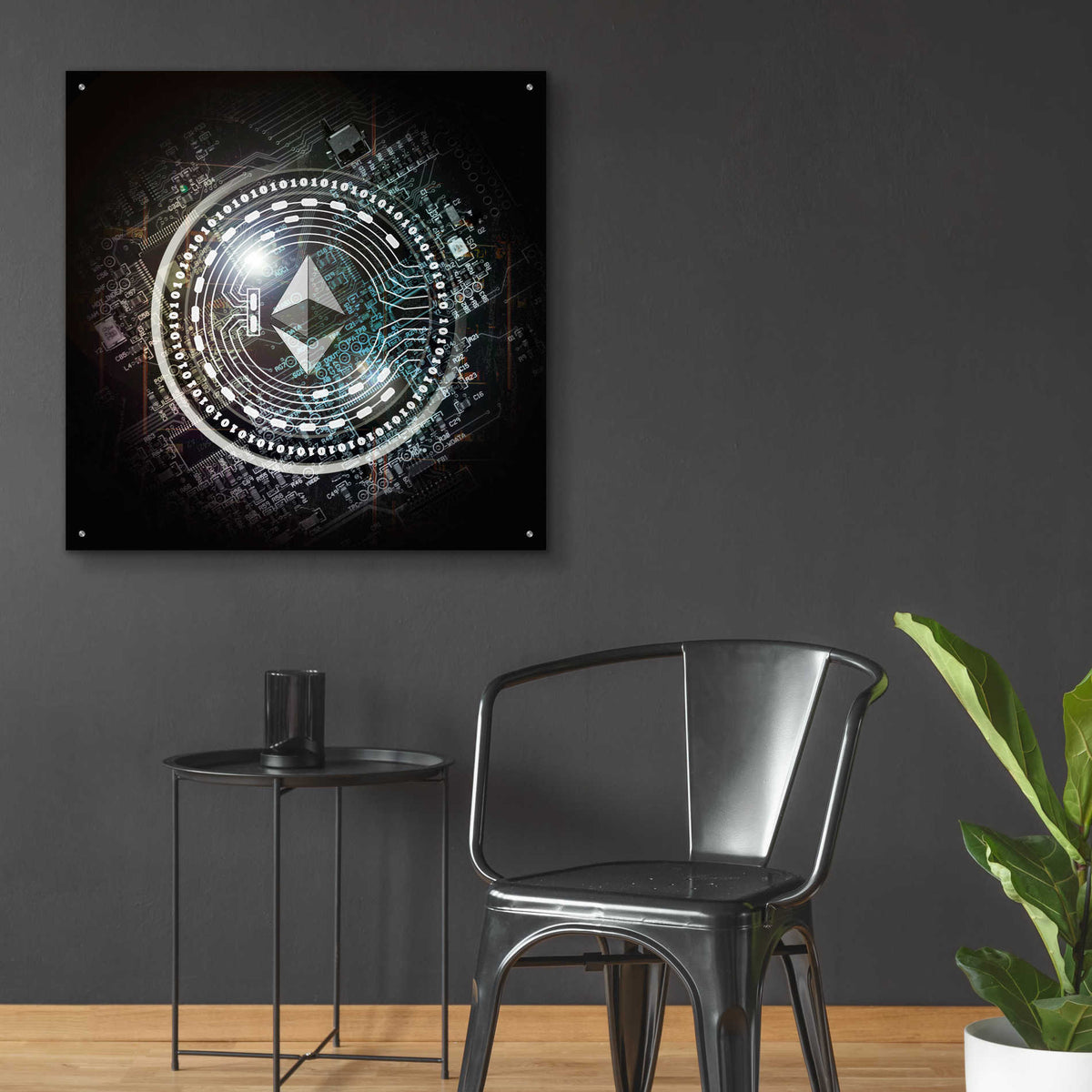 Epic Art 'Eth Etherium Crypto Coin' by Epic Art Portfolio, Acrylic Glass Wall Art,36x36