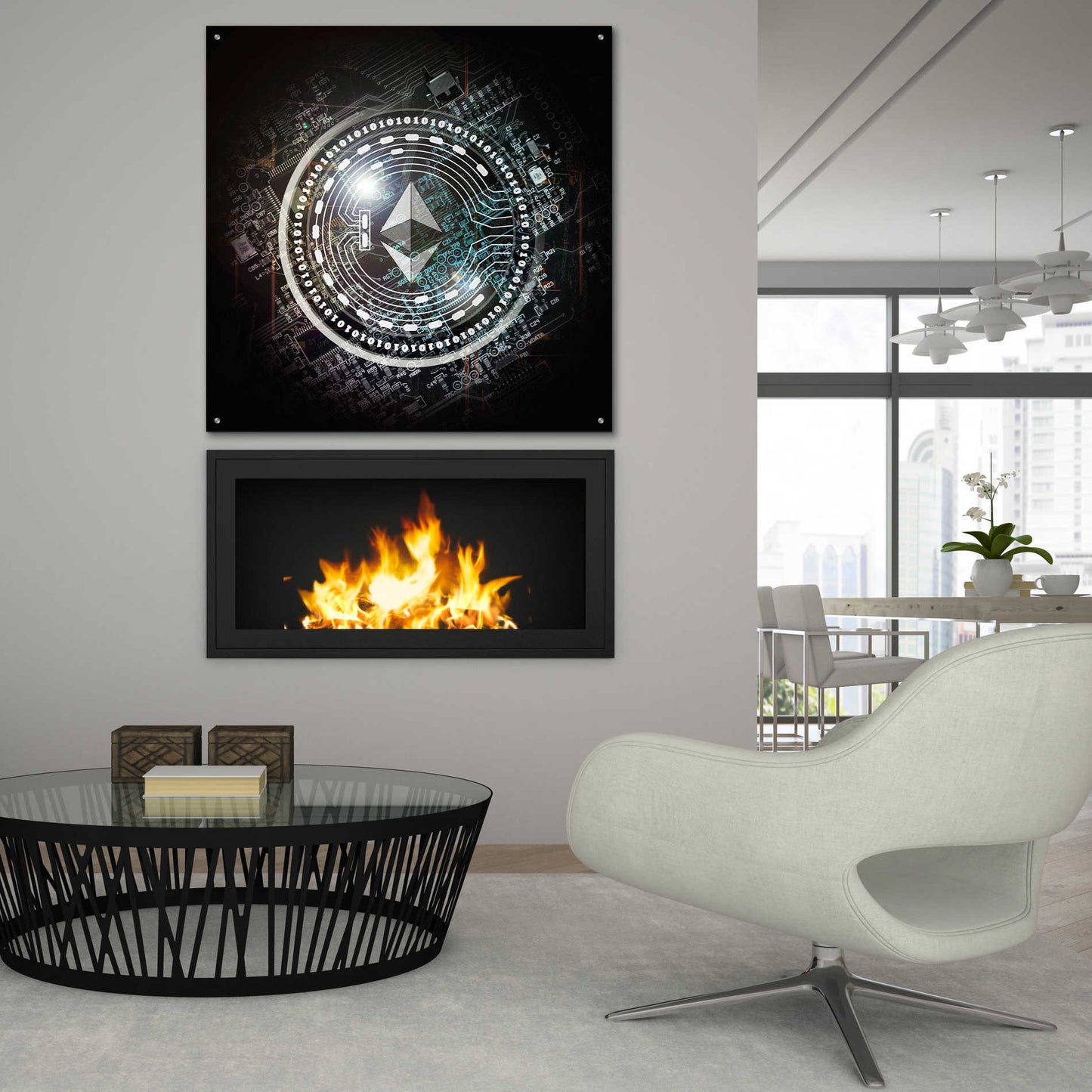Epic Art 'Eth Etherium Crypto Coin' by Epic Art Portfolio, Acrylic Glass Wall Art,36x36