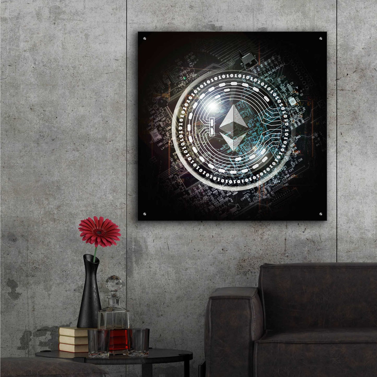 Epic Art 'Eth Etherium Crypto Coin' by Epic Art Portfolio, Acrylic Glass Wall Art,36x36