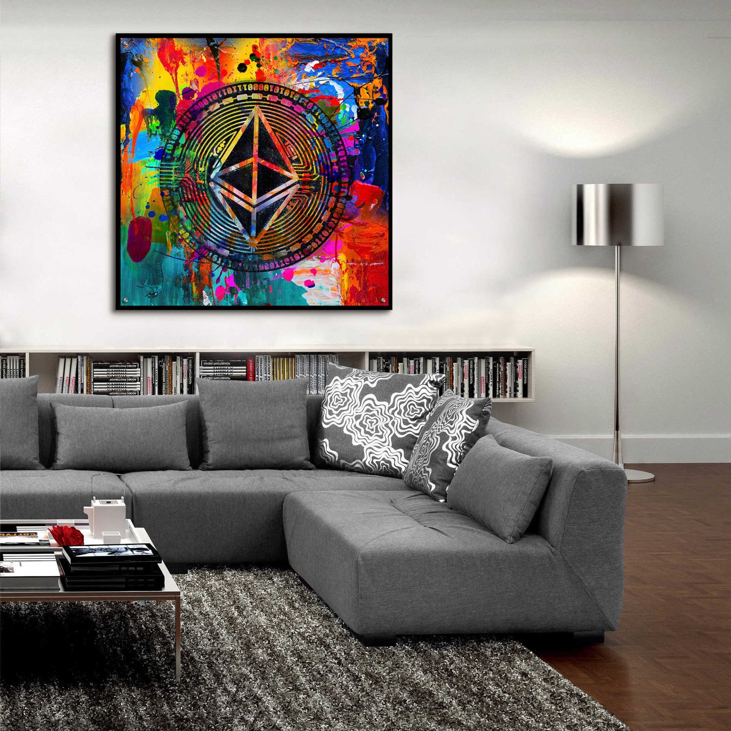 Epic Art 'Eth Etherium Crypto In Color' by Epic Art Portfolio, Acrylic Glass Wall Art,36x36