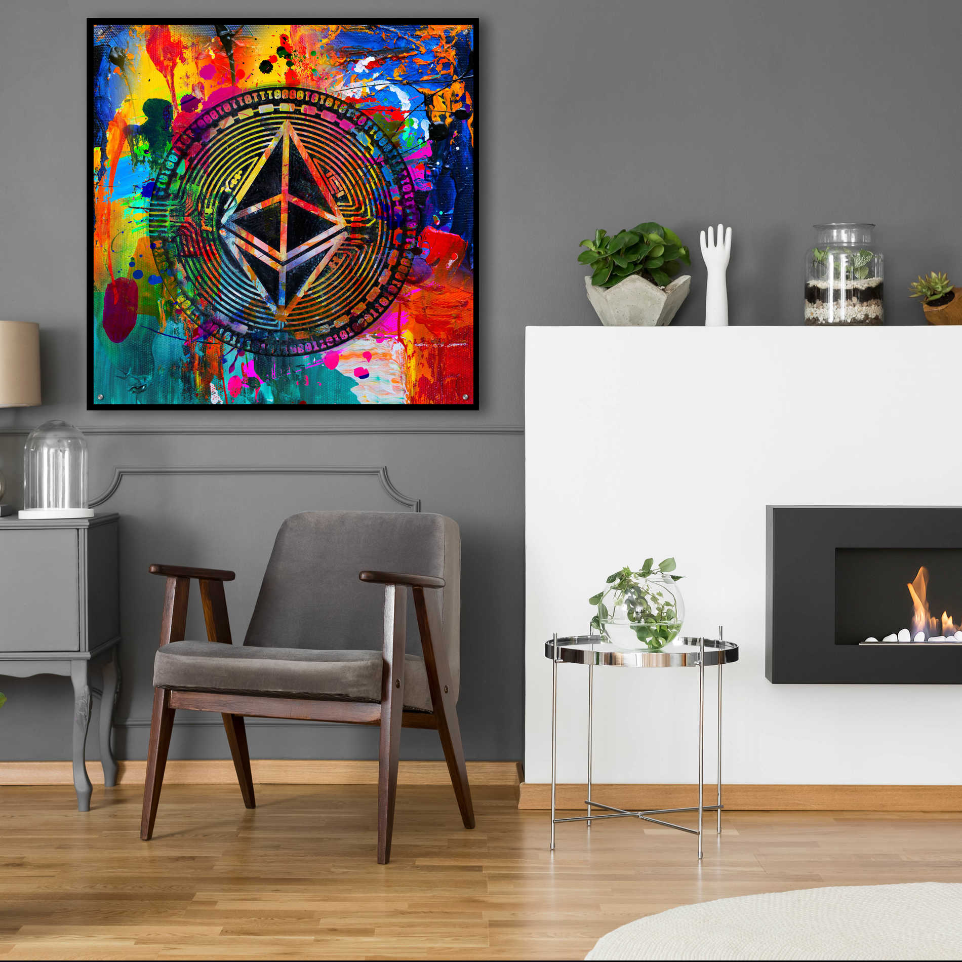 Epic Art 'Eth Etherium Crypto In Color' by Epic Art Portfolio, Acrylic Glass Wall Art,36x36